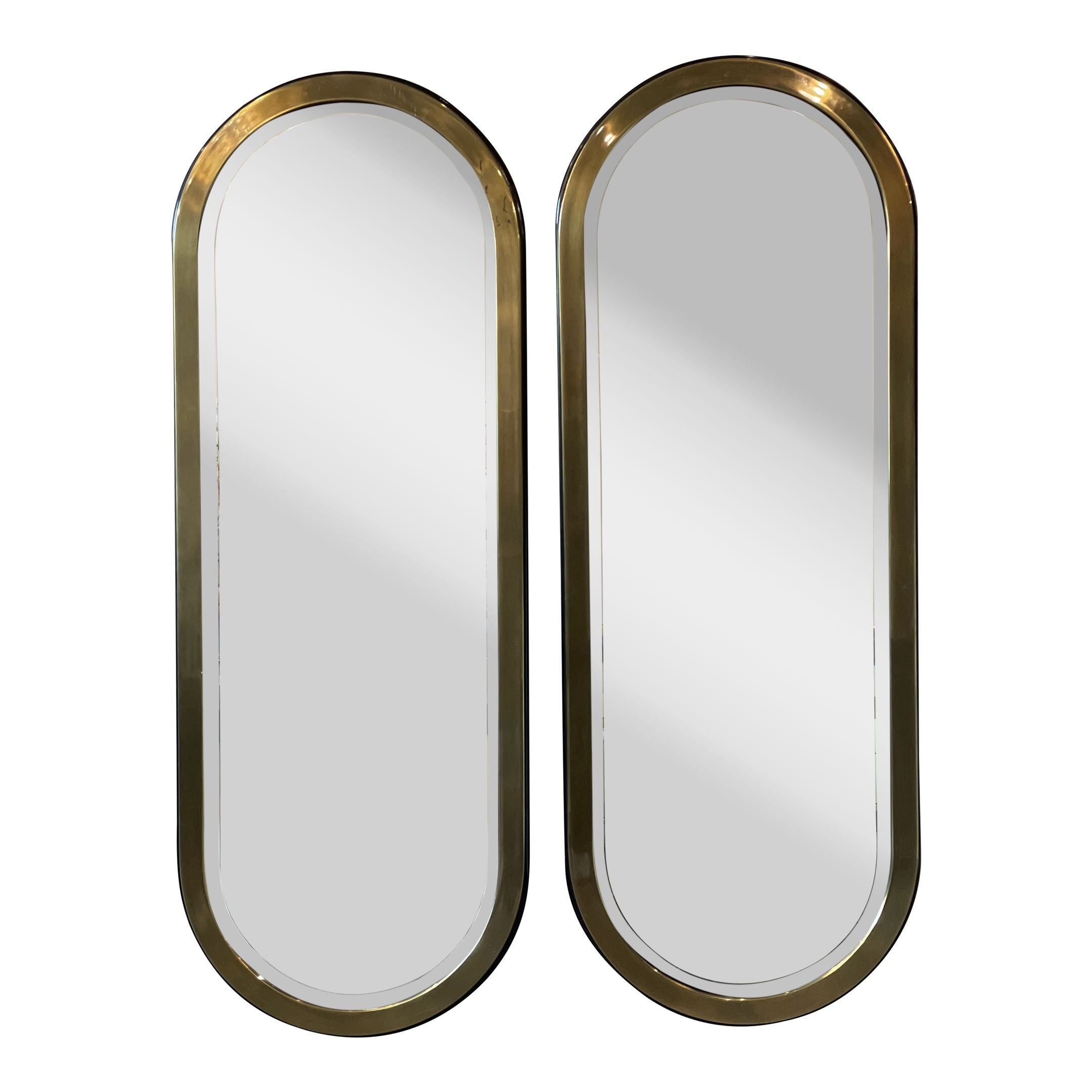 Vintage Mastercraft Brass Oval Mirror - a Pair