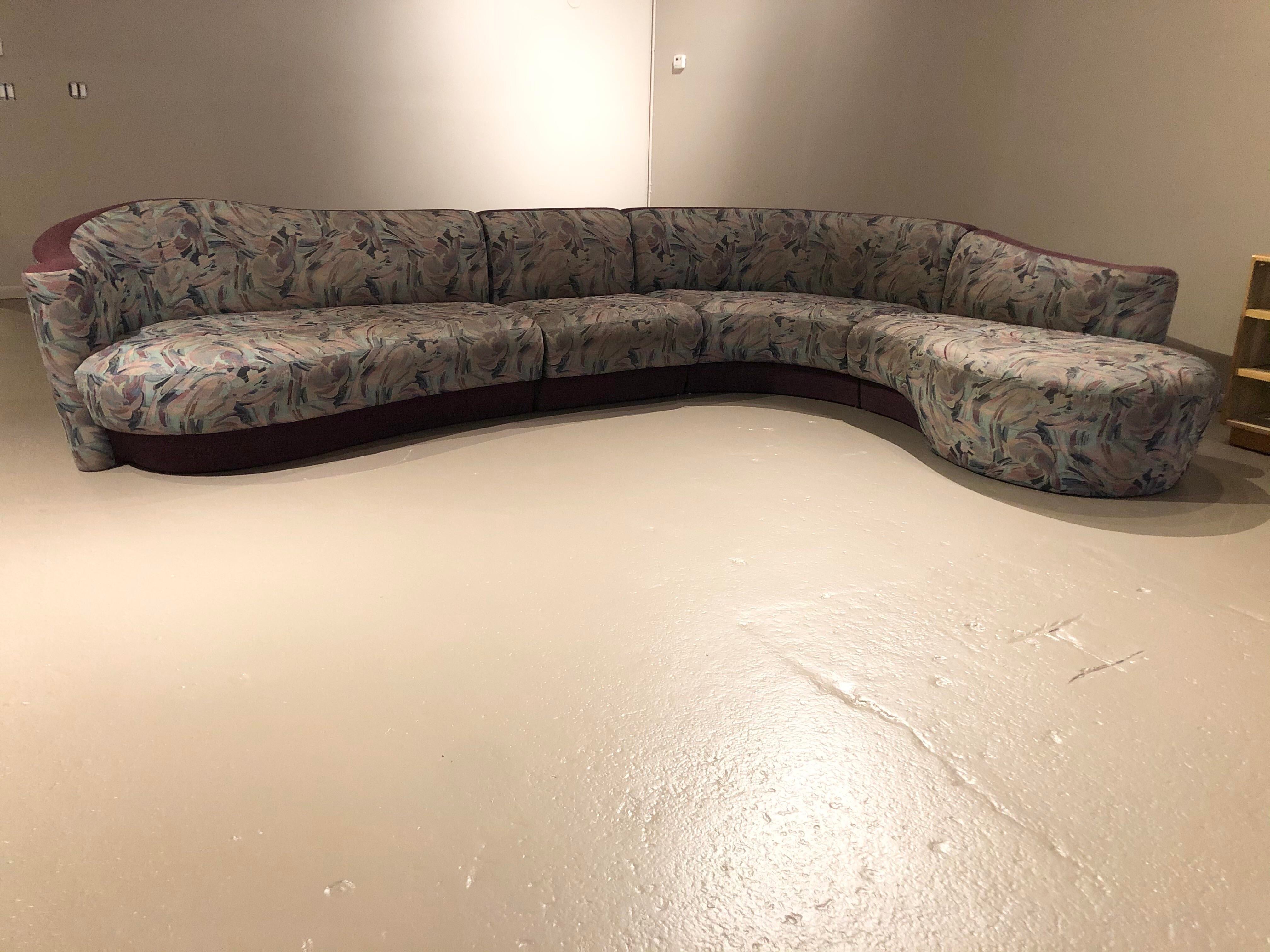 Weiman Serpentine Sectional Sofa Designed by Vladimir Kagan, 4 Pieces