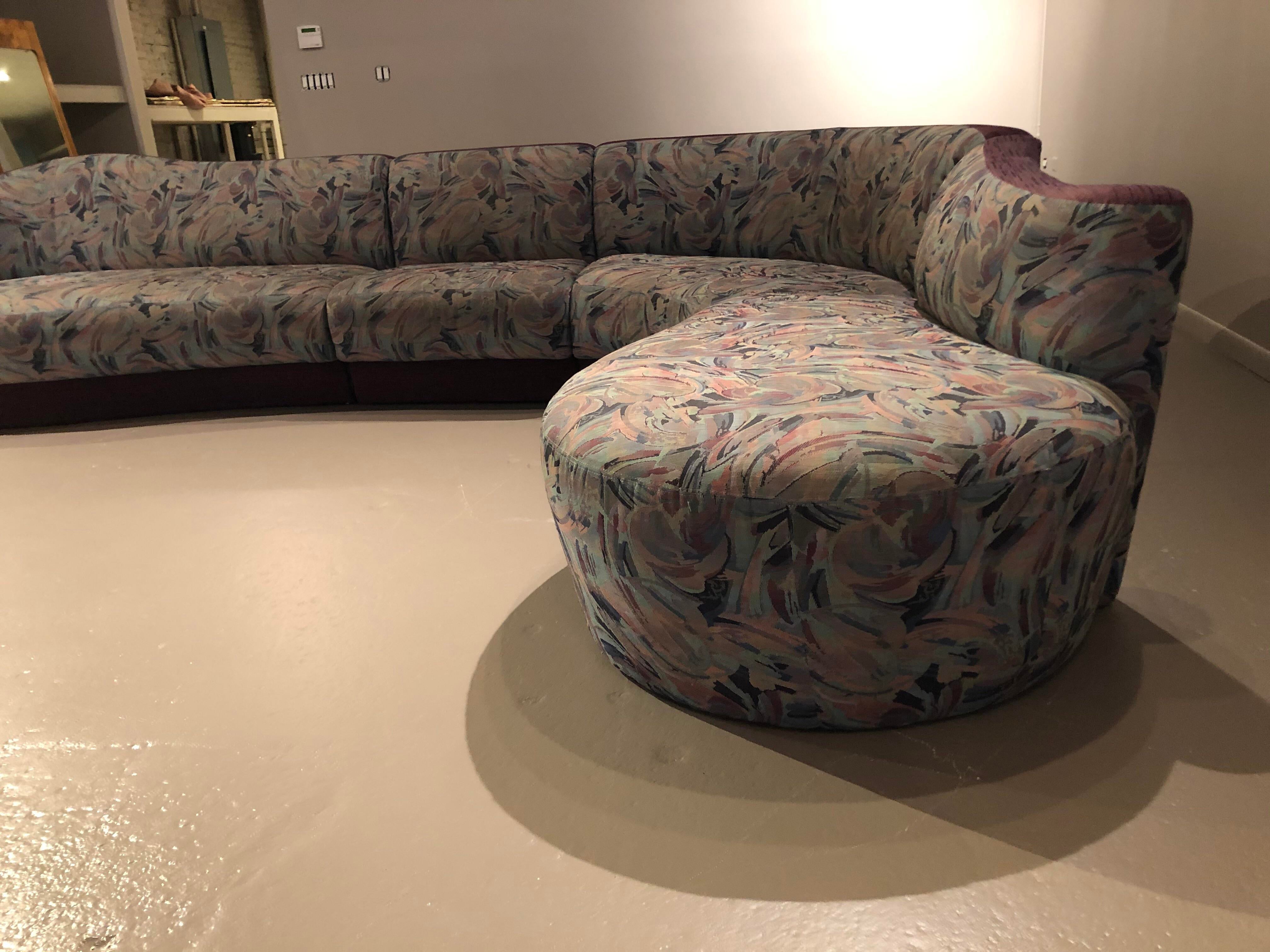 Weiman Serpentine Sectional Sofa Designed by Vladimir Kagan, 4 Pieces