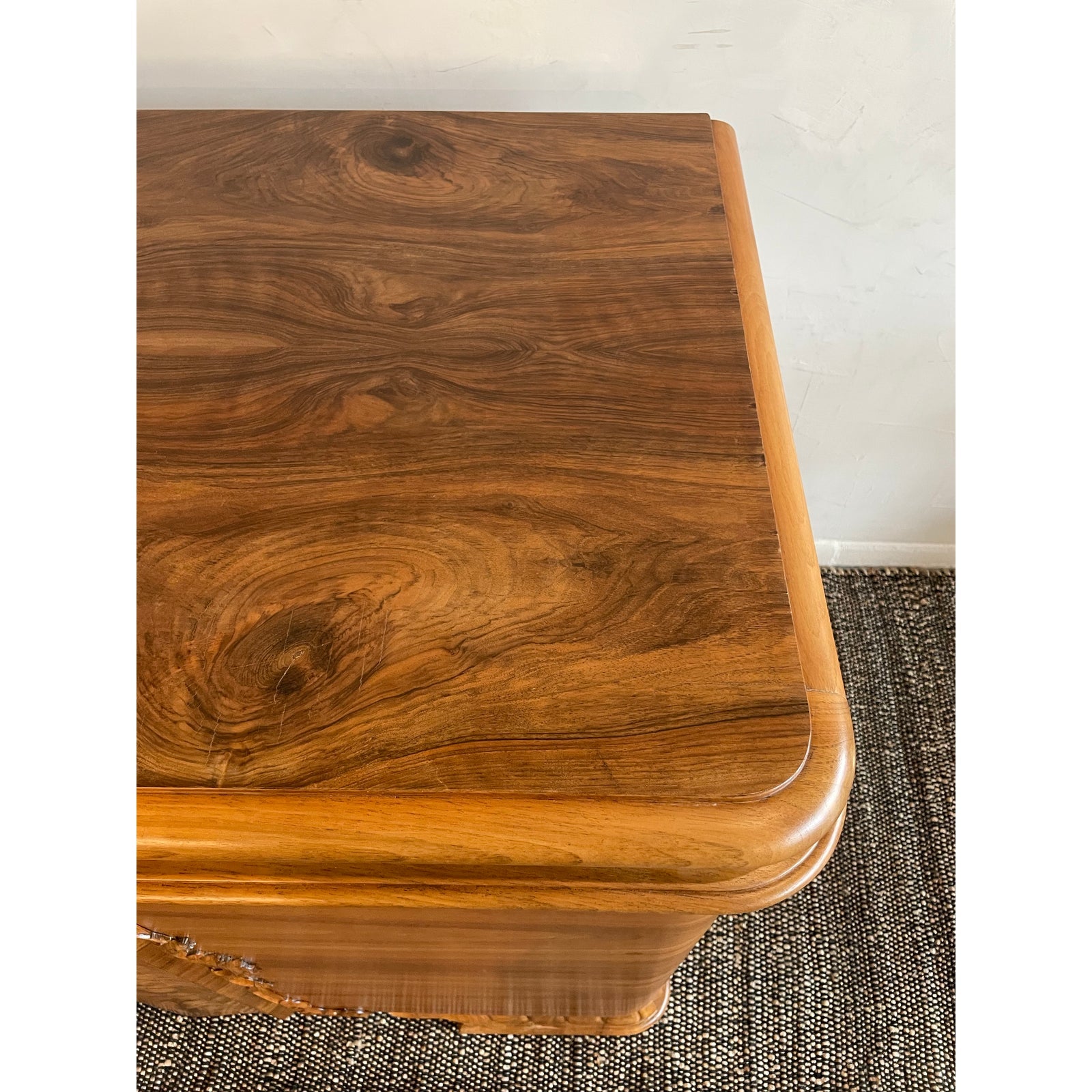 1910/1920s Antique Vintage Burled Wood Art Deco German Sideboard Credenza Large