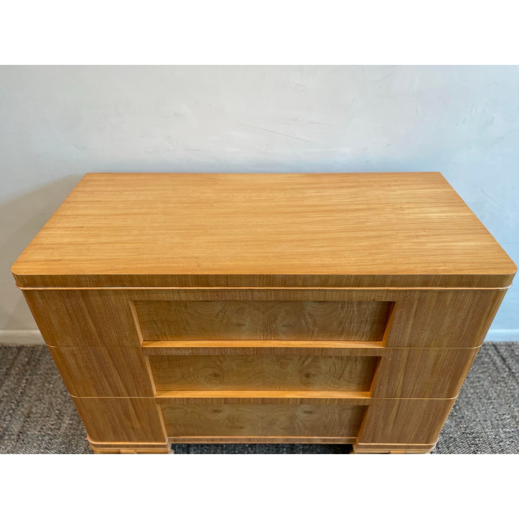 1930s Vintage Burled Wood Art Deco Dresser Credenza