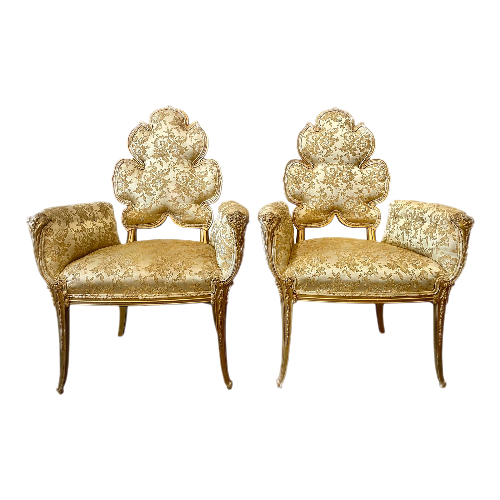 1940s Grosfeld House Leaf Flower Chairs - a Pair