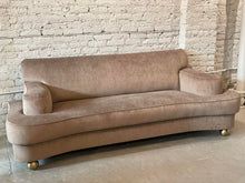 Load image into Gallery viewer, 1940s Taupe Velvet Sofa With Brass Feet
