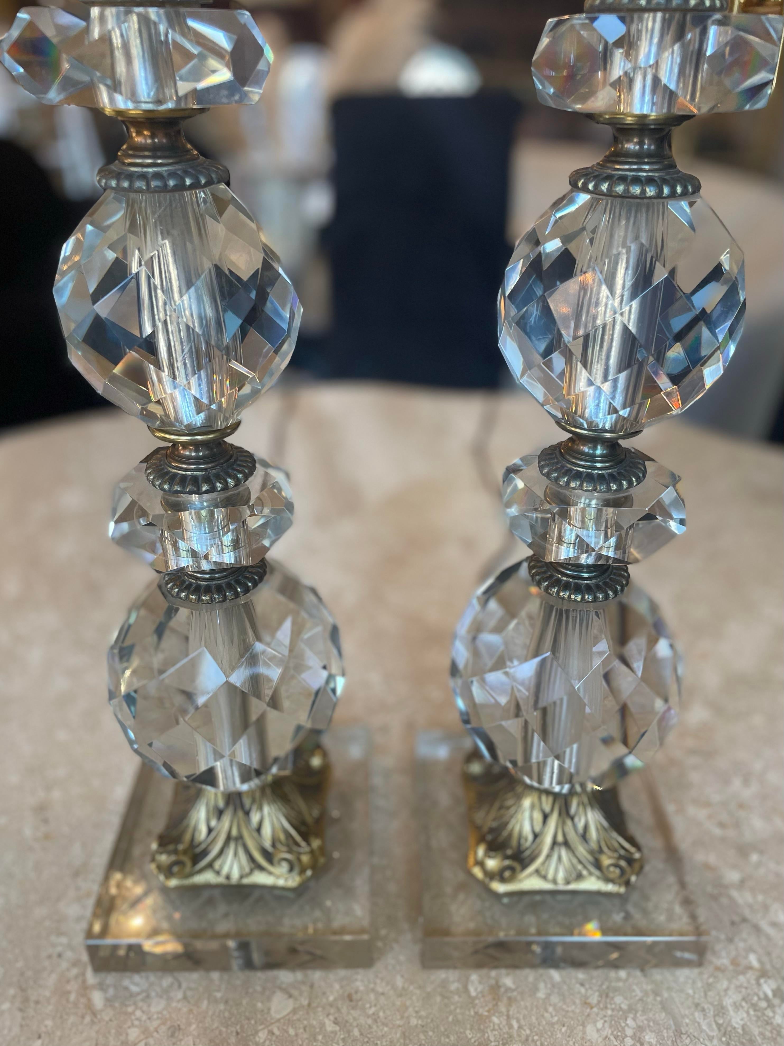 1950’s Vintage Crystal and Brass Lamps