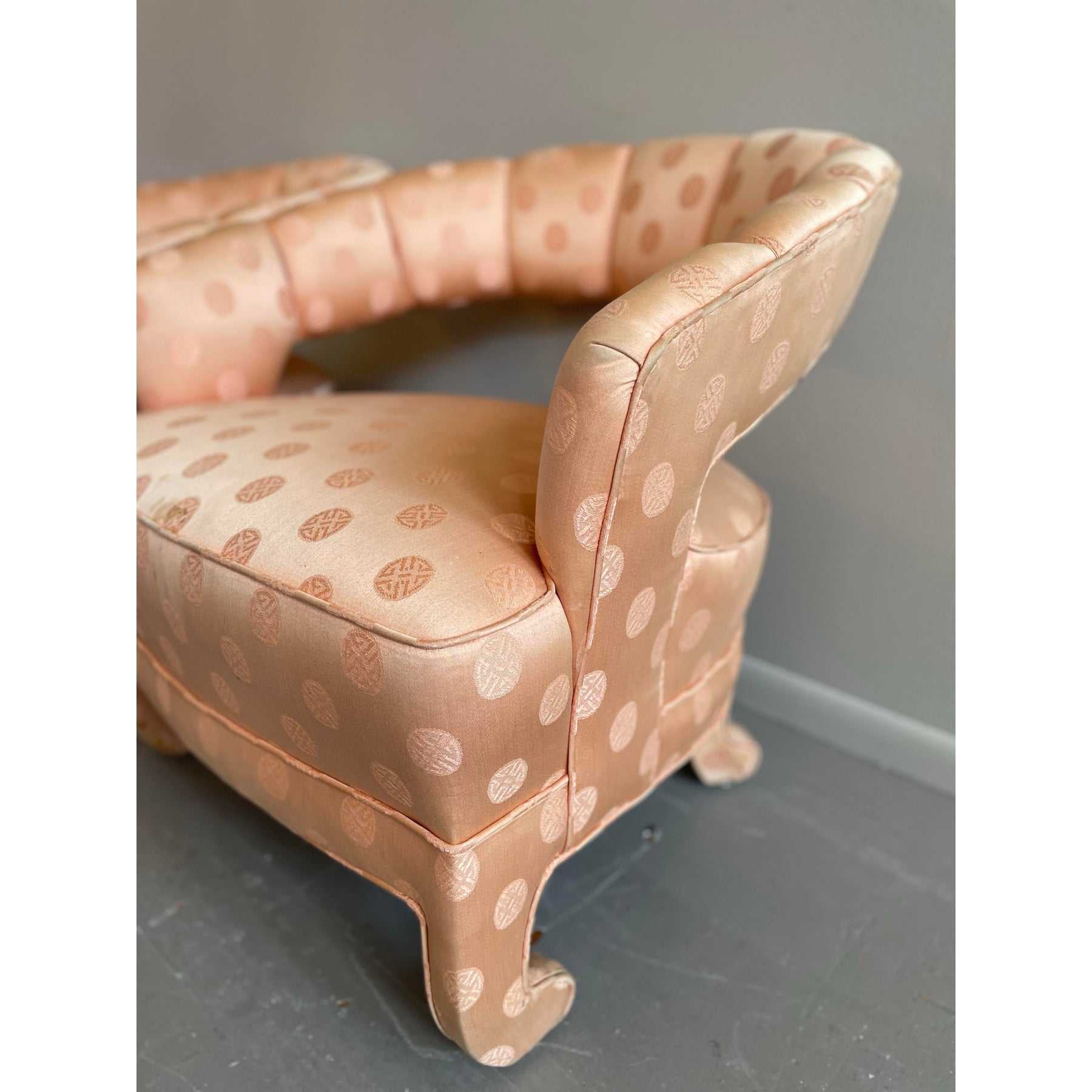 1950s Vintage Peach Silk Chairs - A Pair