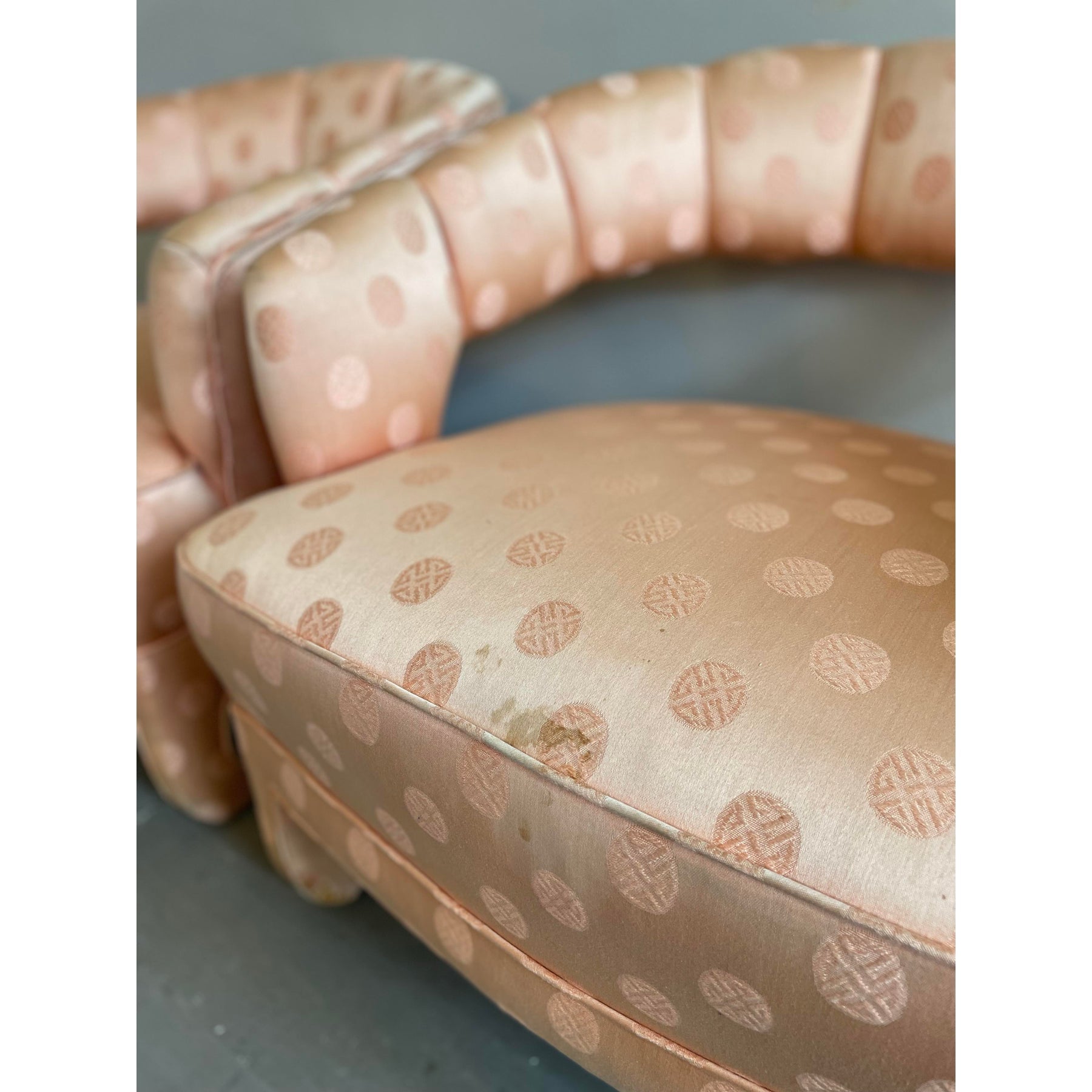 1950s Vintage Peach Silk Chairs - A Pair