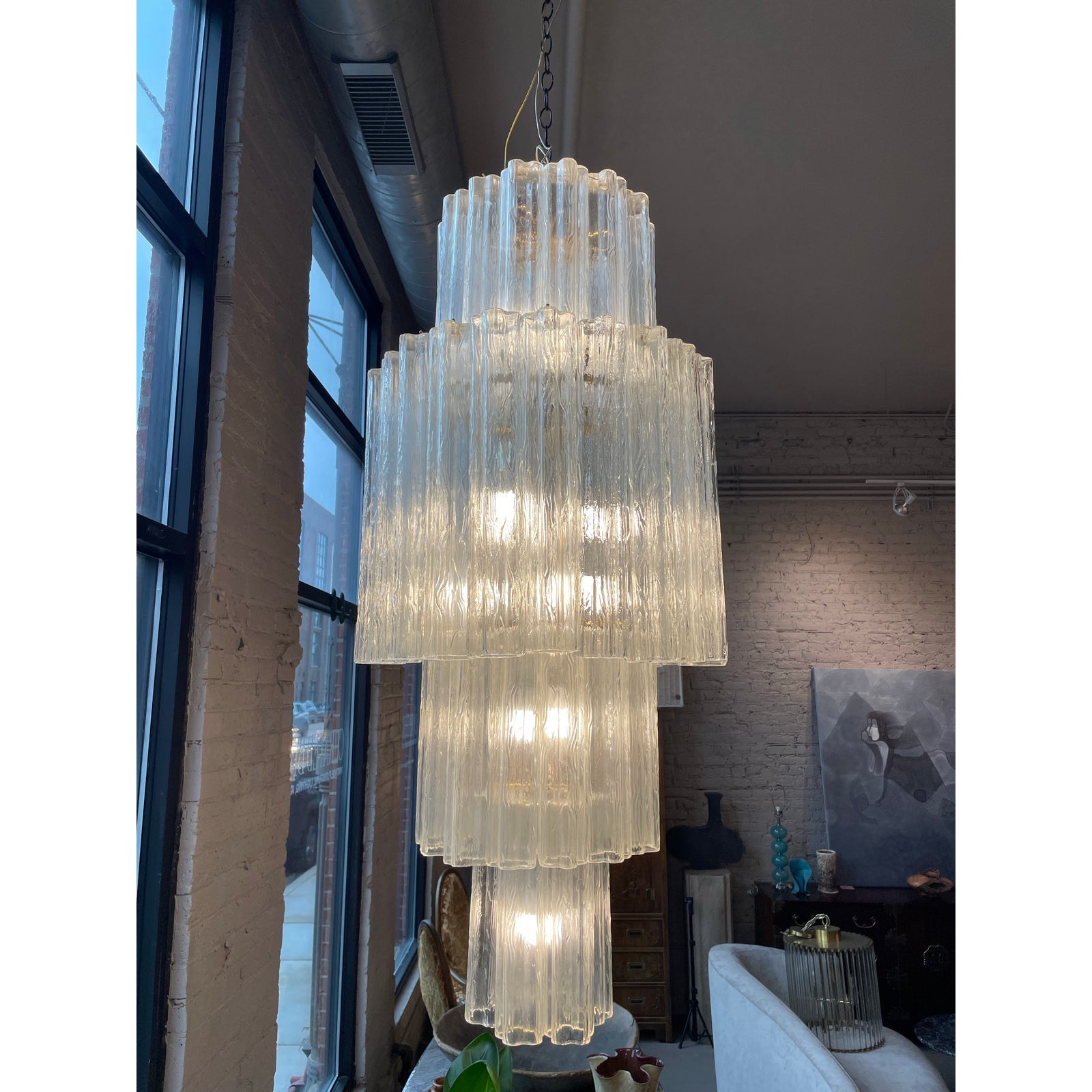 1960/1970s Vintage Italian Murano Glass Tronchi Chandelier