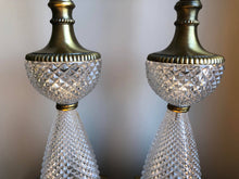 Load image into Gallery viewer, 1960s Italian Lead Crystal Brass Lamps - a Pair
