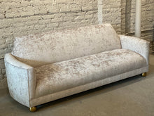 Load image into Gallery viewer, 1960s Rowe Sofa in Oyster Velvet With Brass Feet
