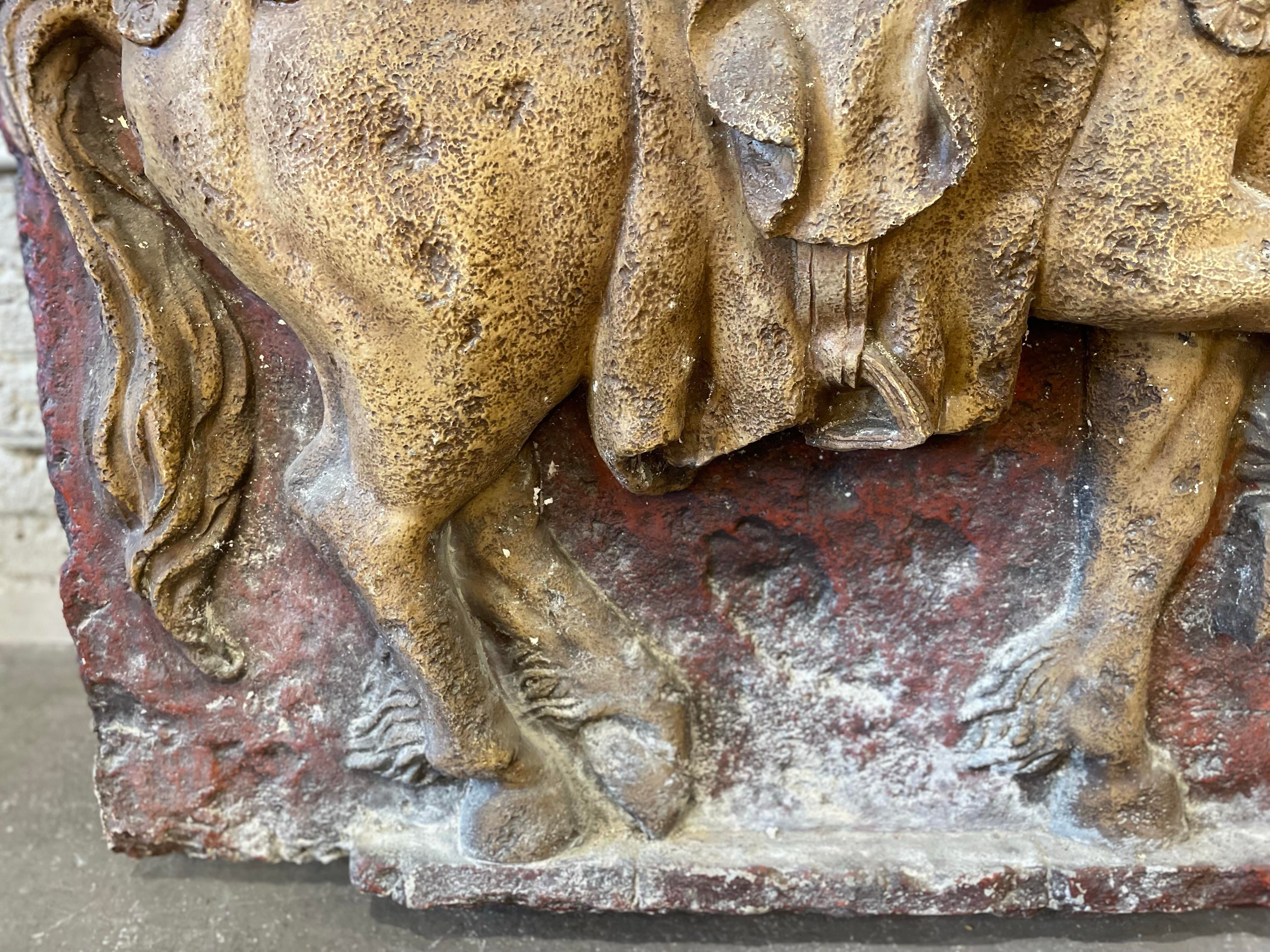 1960s Vintage Asian Fiberglass Tang Horse Wall Sculpture