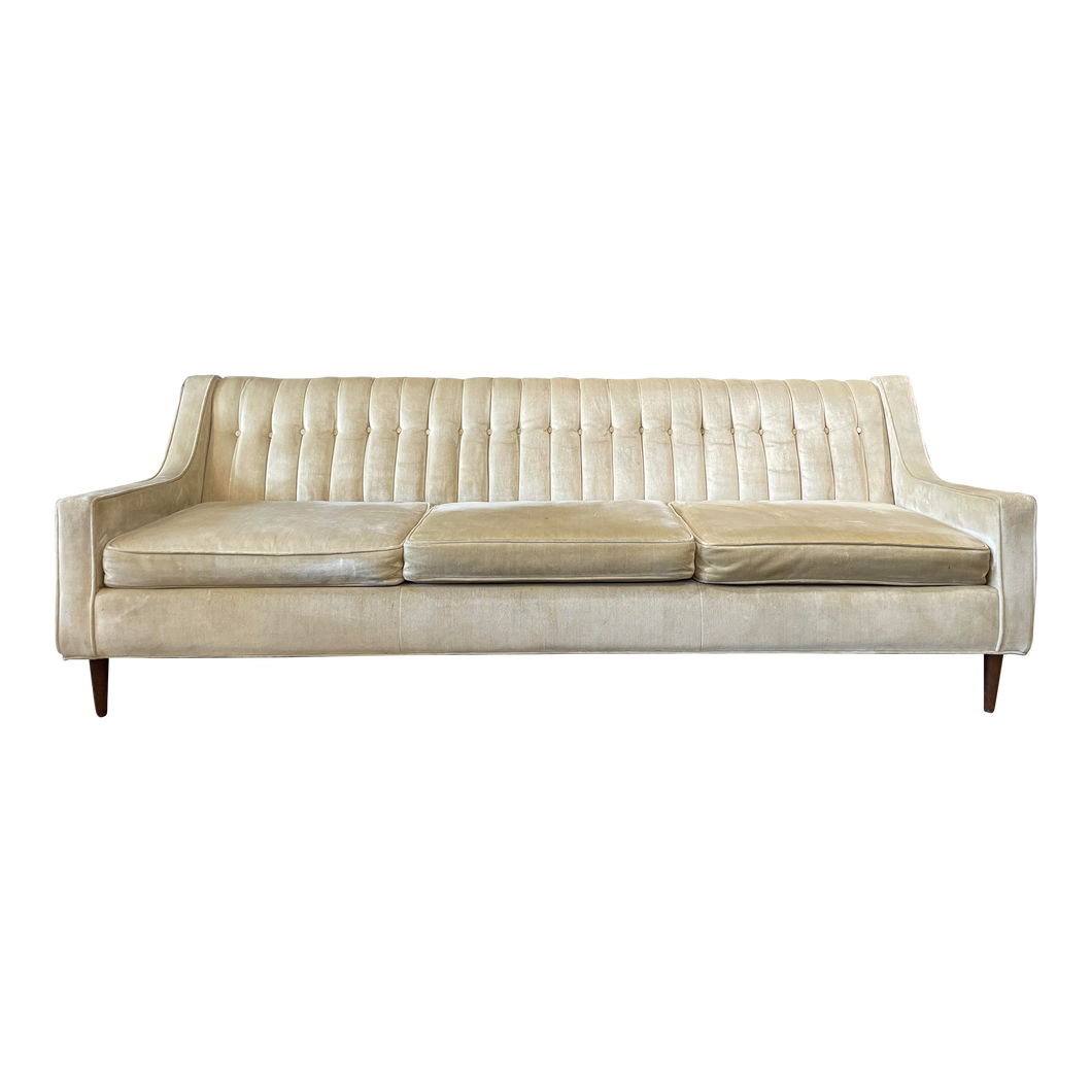 1960s Vintage Beige Upholstered Sofa
