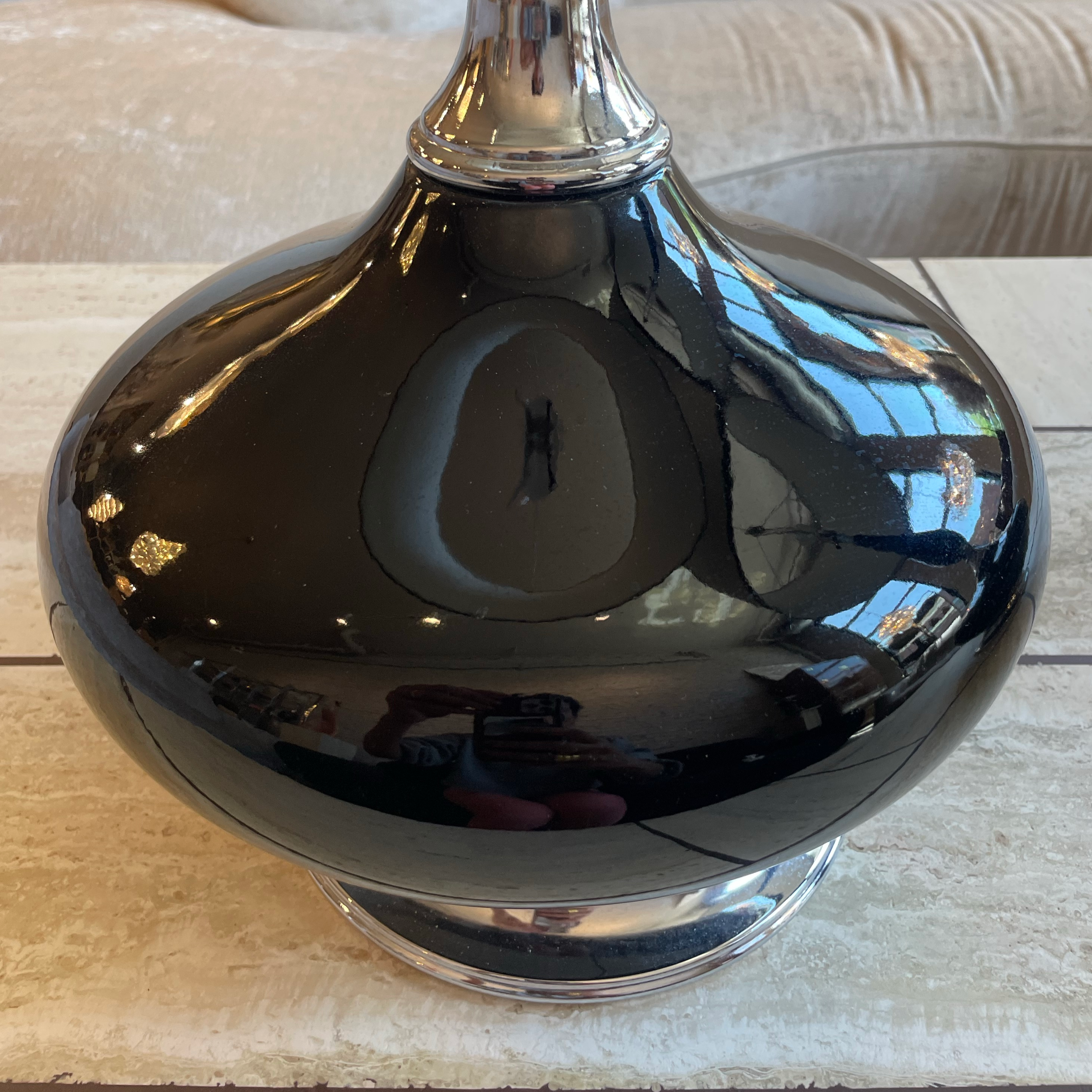 1960s Vintage Black Enamel Lamps