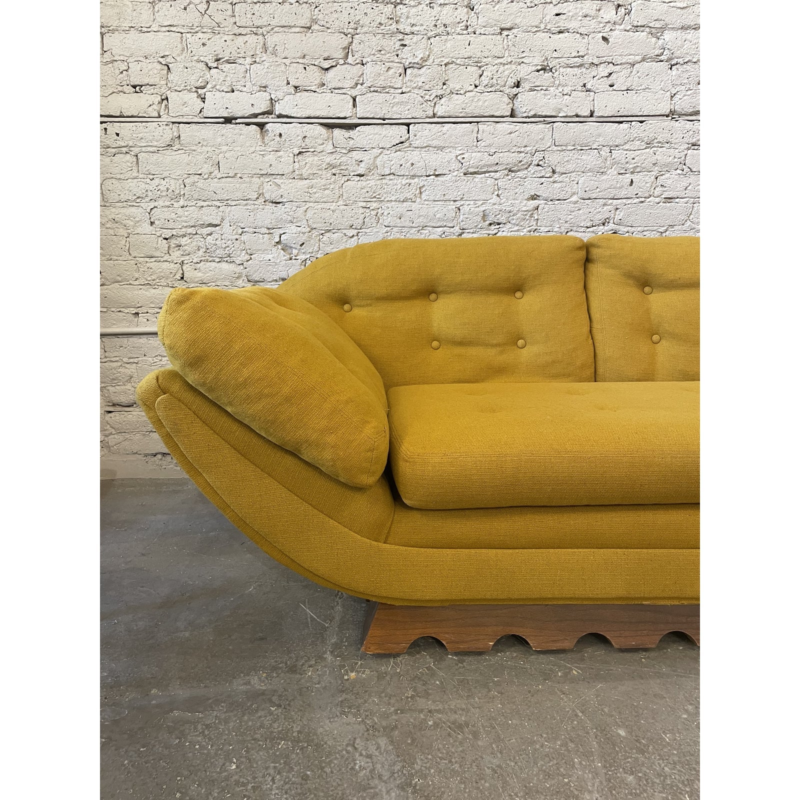 1960s Vintage Gondola Sofa in the Manner of Adrian Pearsall With Scalloped Base