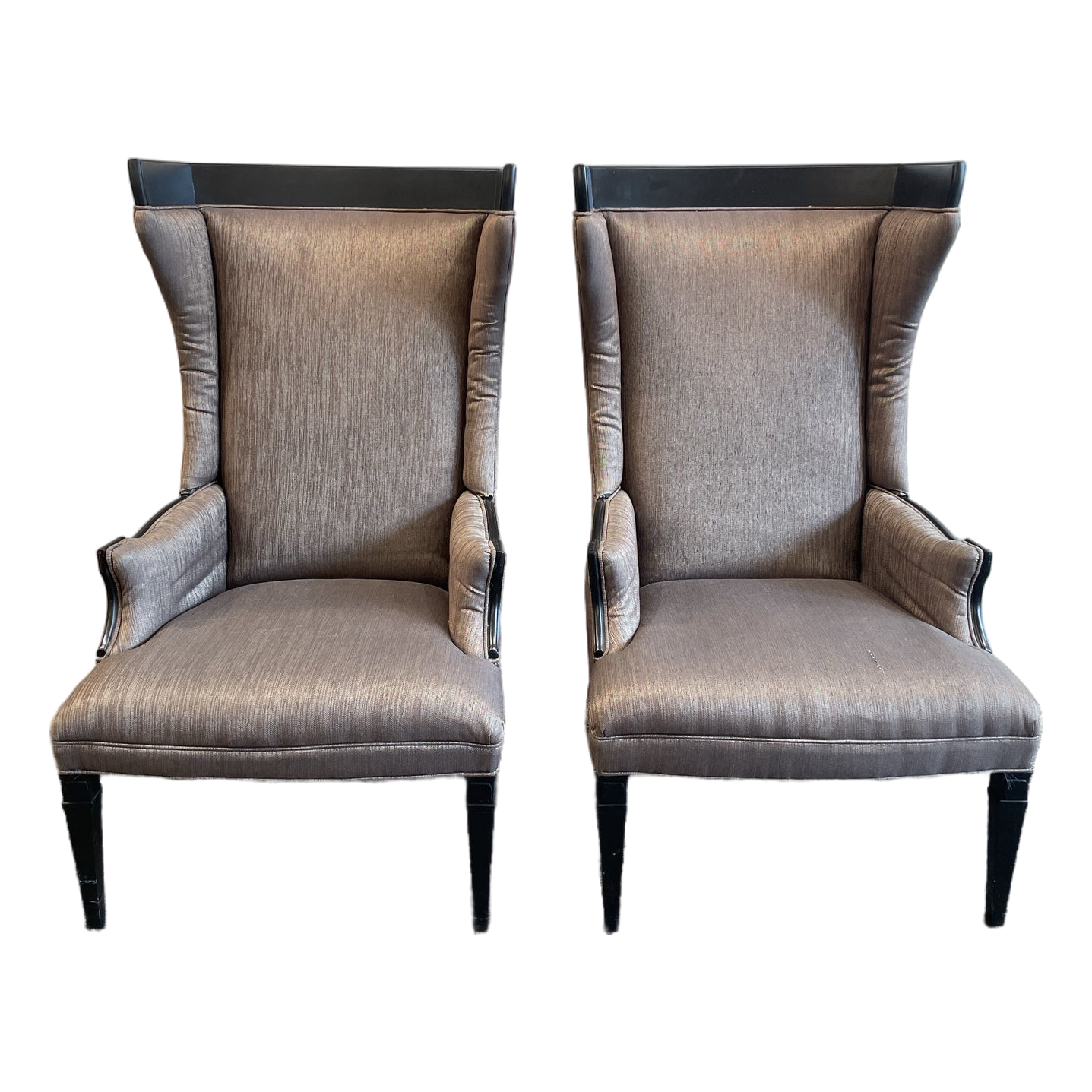 1960s Vintage High Back Wing Chairs - A Pair