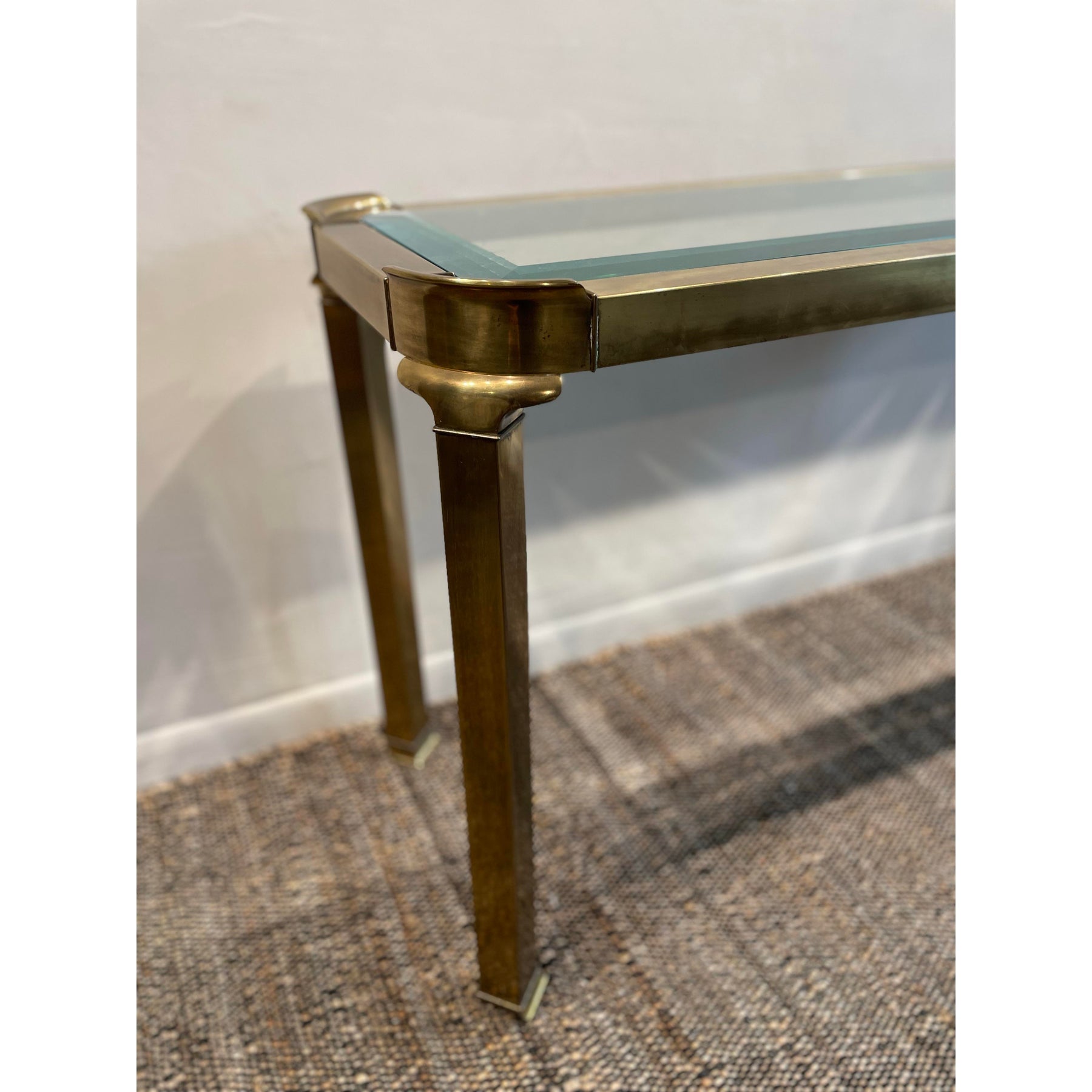 1960's Vintage in the Manner of Mastercraft Hollywood Regency Brass Console Table