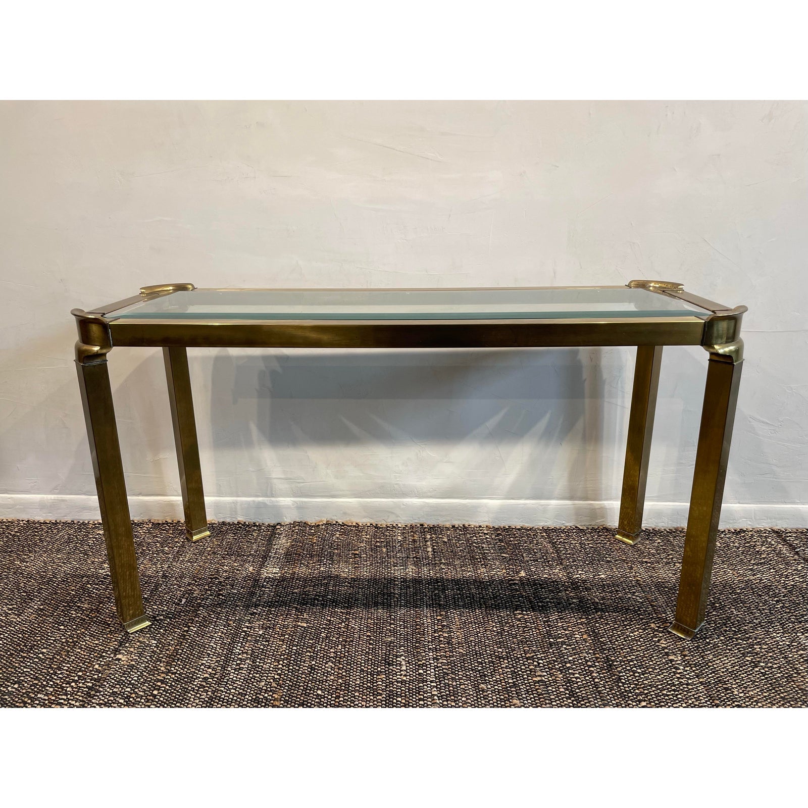 1960's Vintage in the Manner of Mastercraft Hollywood Regency Brass Console Table