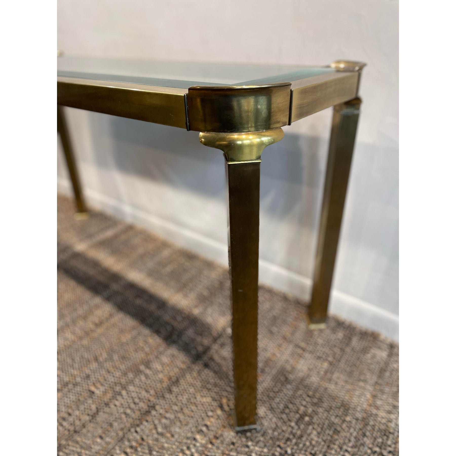 1960's Vintage in the Manner of Mastercraft Hollywood Regency Brass Console Table