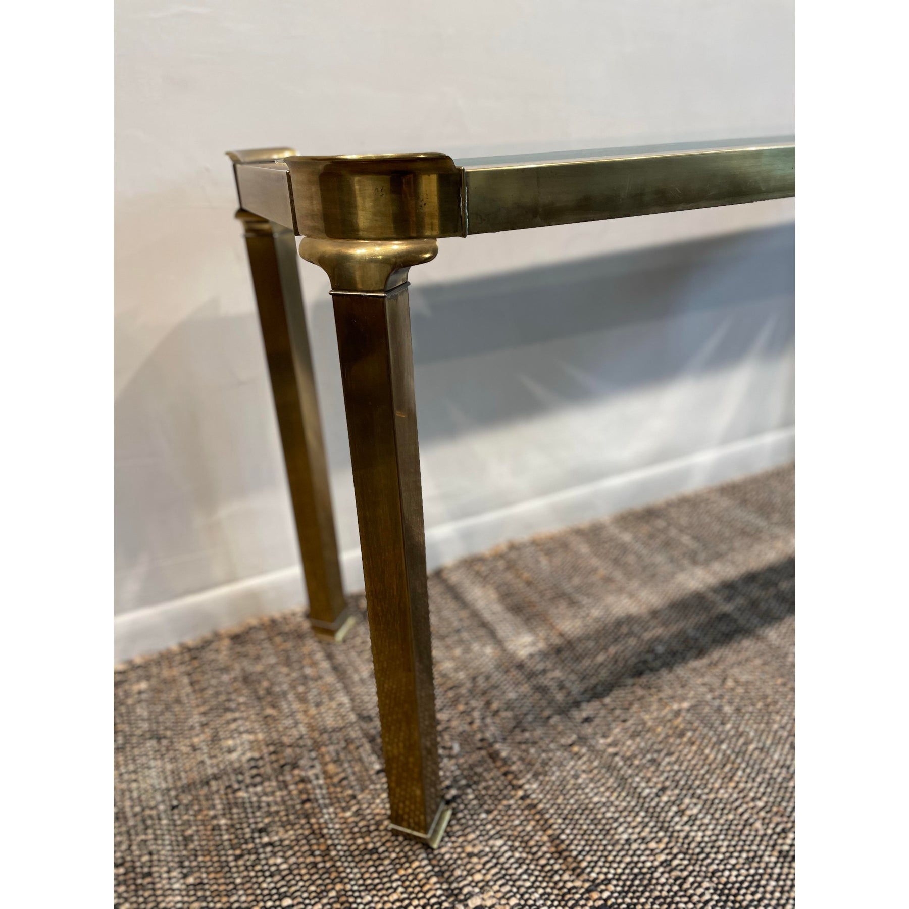 1960's Vintage in the Manner of Mastercraft Hollywood Regency Brass Console Table