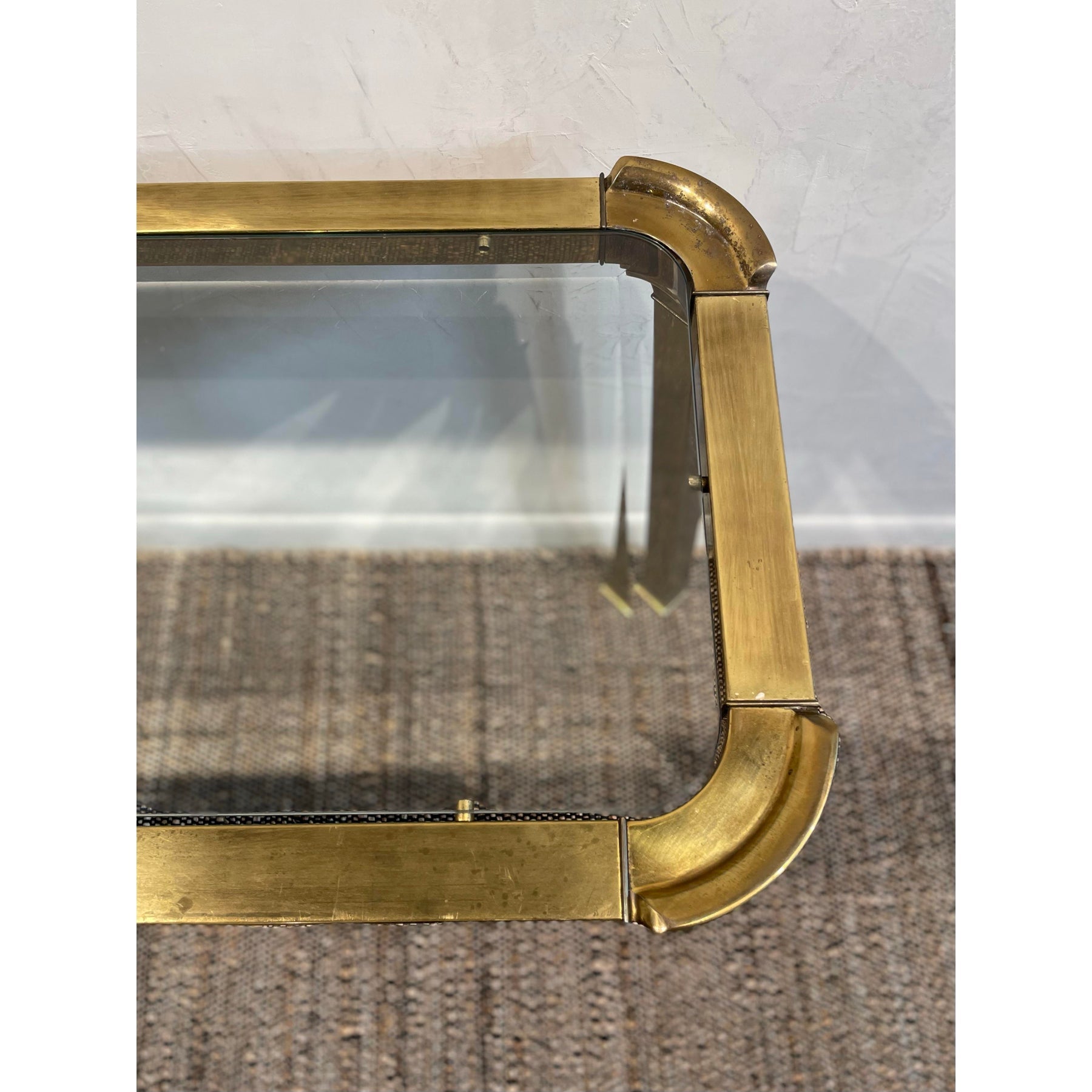 1960's Vintage in the Manner of Mastercraft Hollywood Regency Brass Console Table