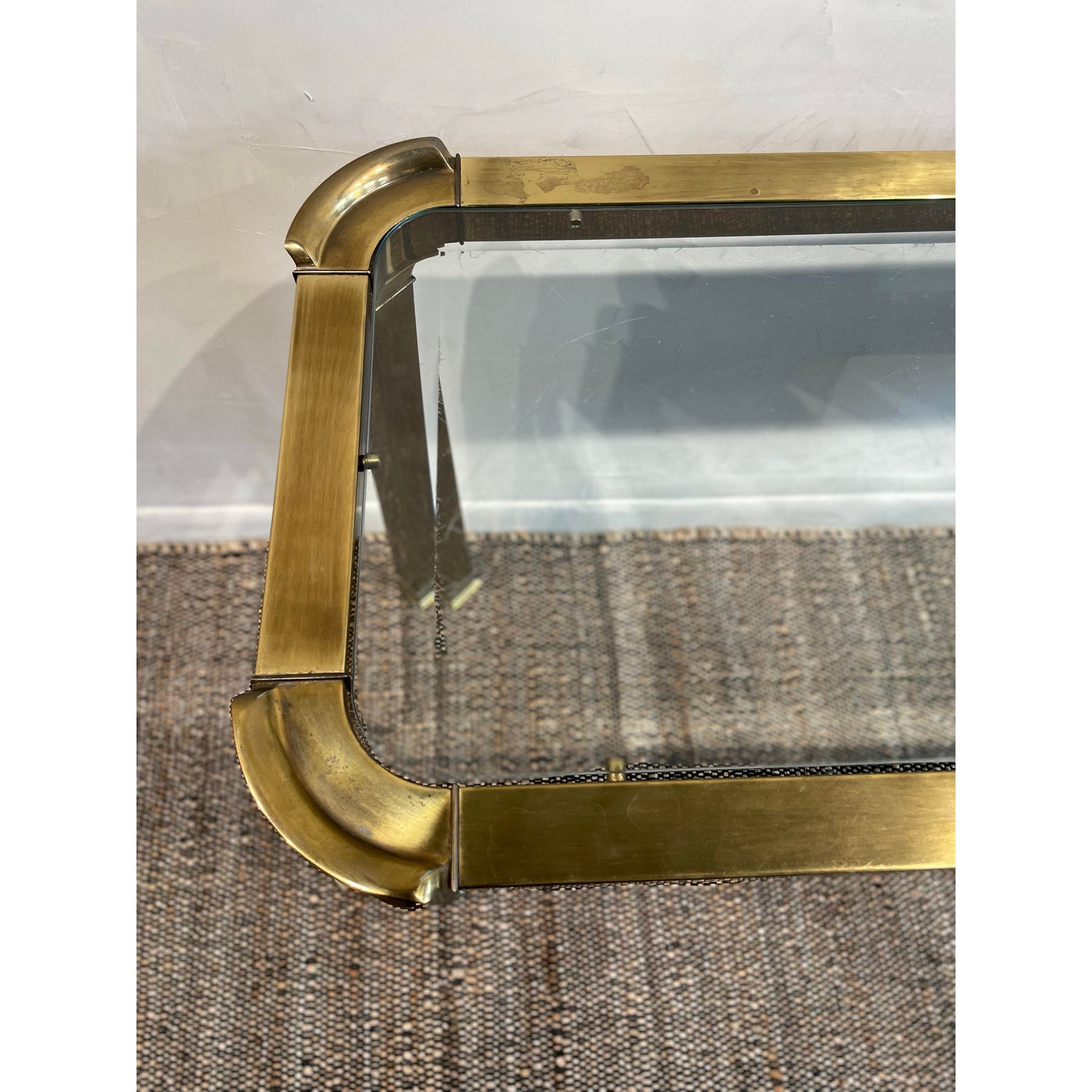 1960's Vintage in the Manner of Mastercraft Hollywood Regency Brass Console Table