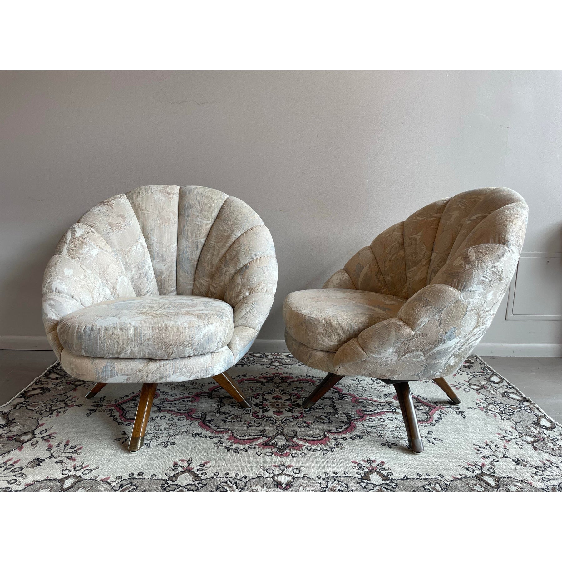1960s Vintage Shell Swivel Chairs - A Pair