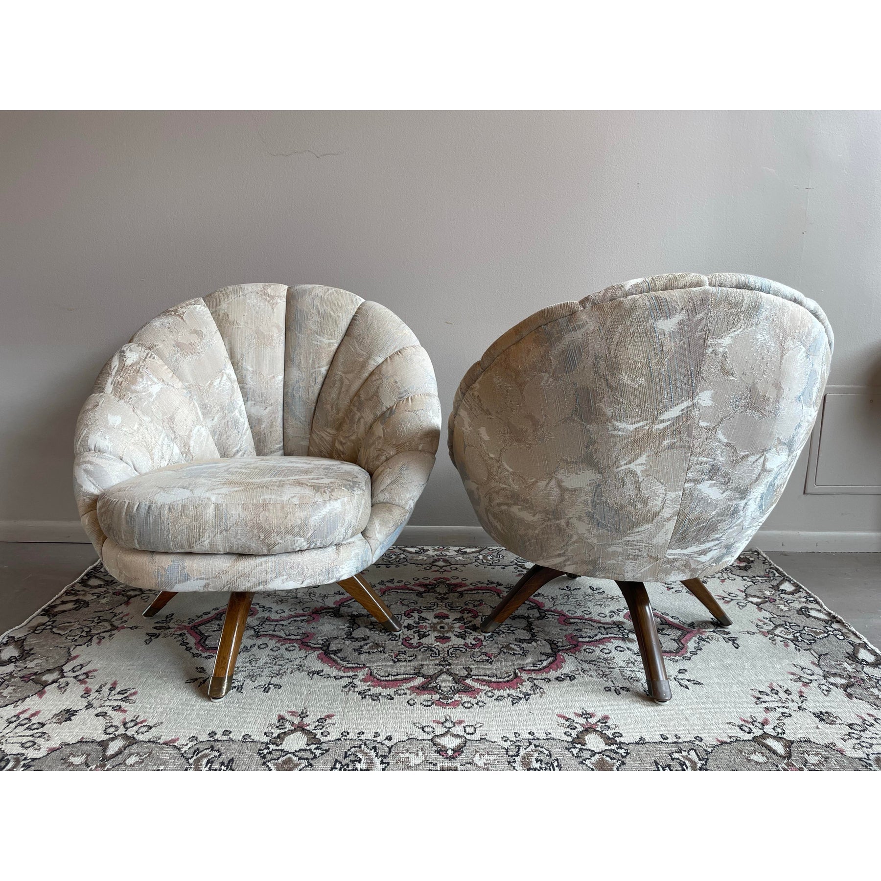 1960s Vintage Shell Swivel Chairs - A Pair