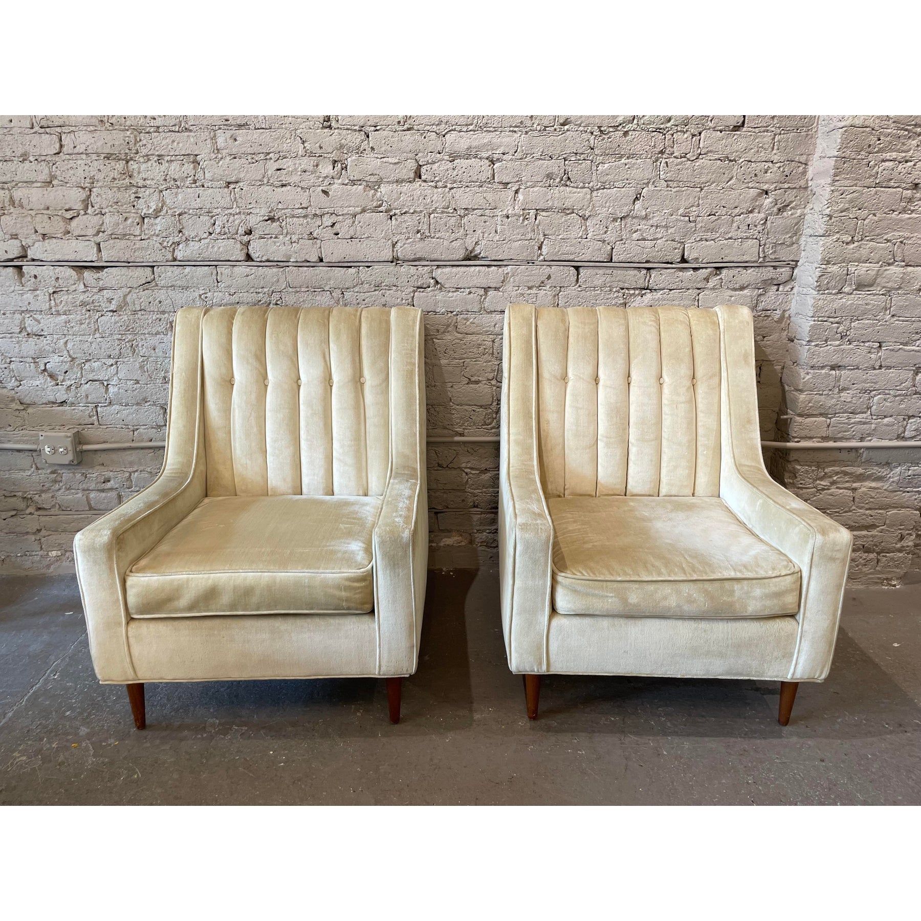 1960s Vintage Wingback Chairs - A Pair Plus Ottoman
