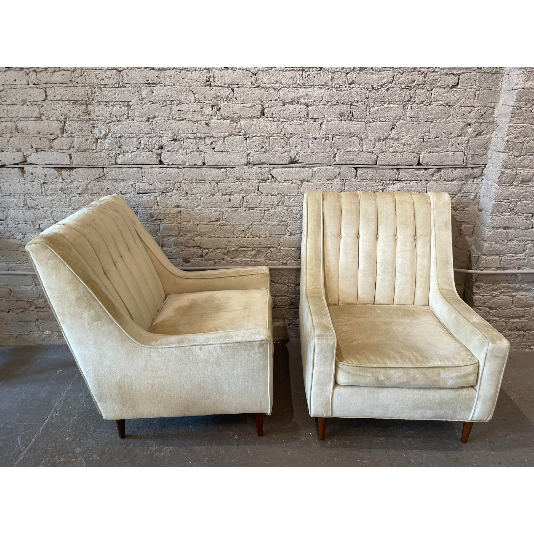 1960s Vintage Wingback Chairs - A Pair Plus Ottoman