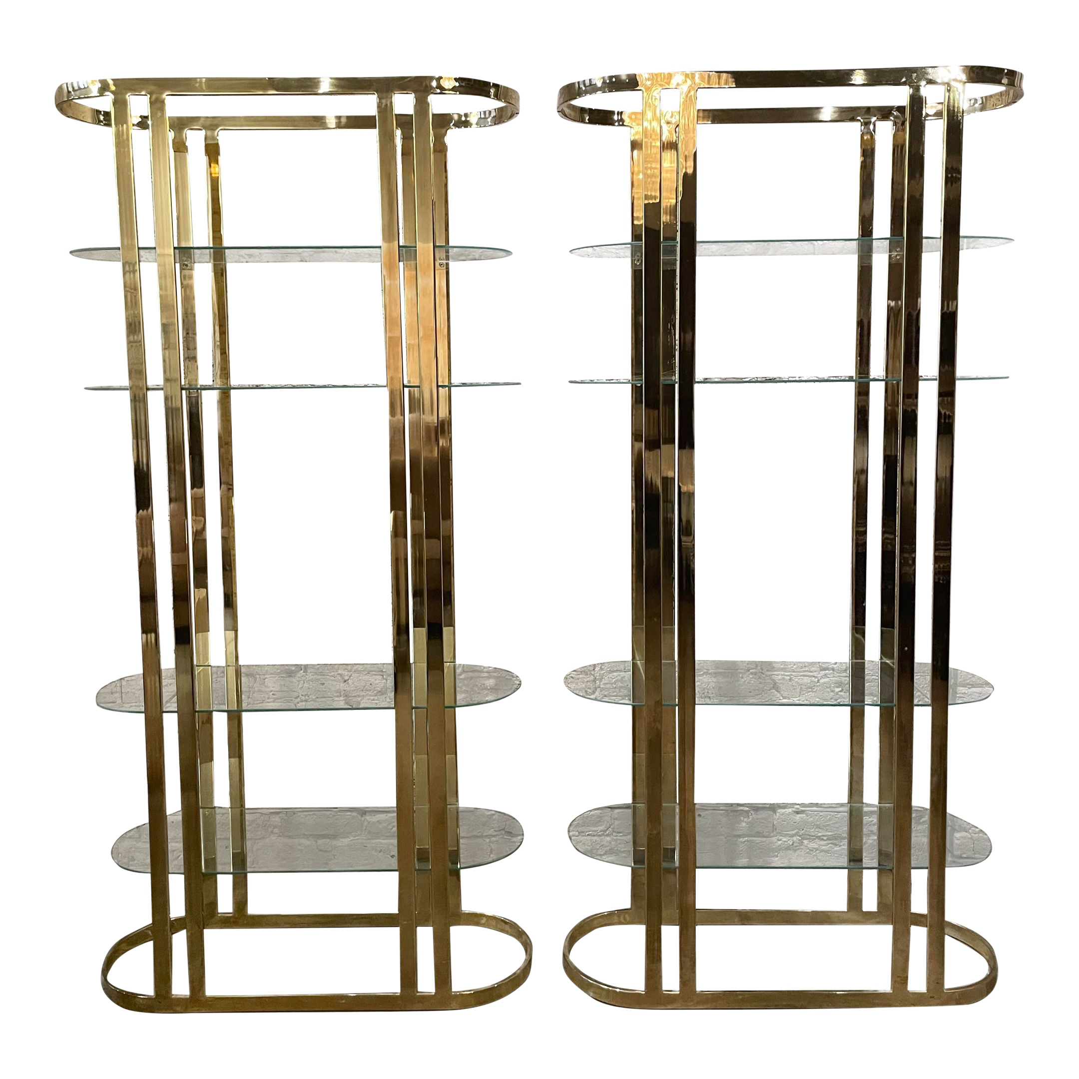 1970s Brass Etagere - a Pair