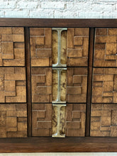 Cargar imagen en el visor de la galería, 1970s Brutalist Vintage Dresser With Brass Details
