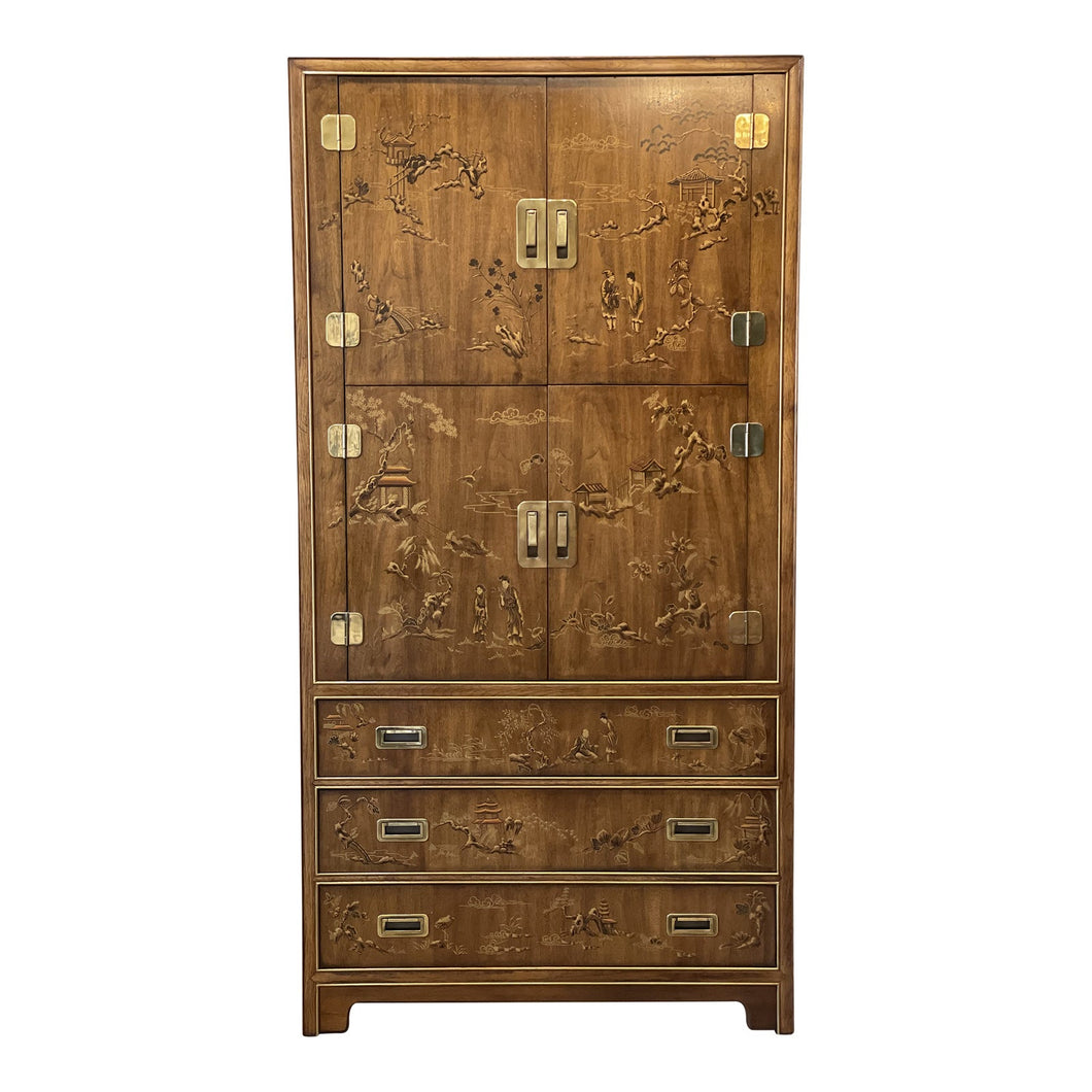 1970s Drexel Heritage Chinoiserie Armoire Dresser