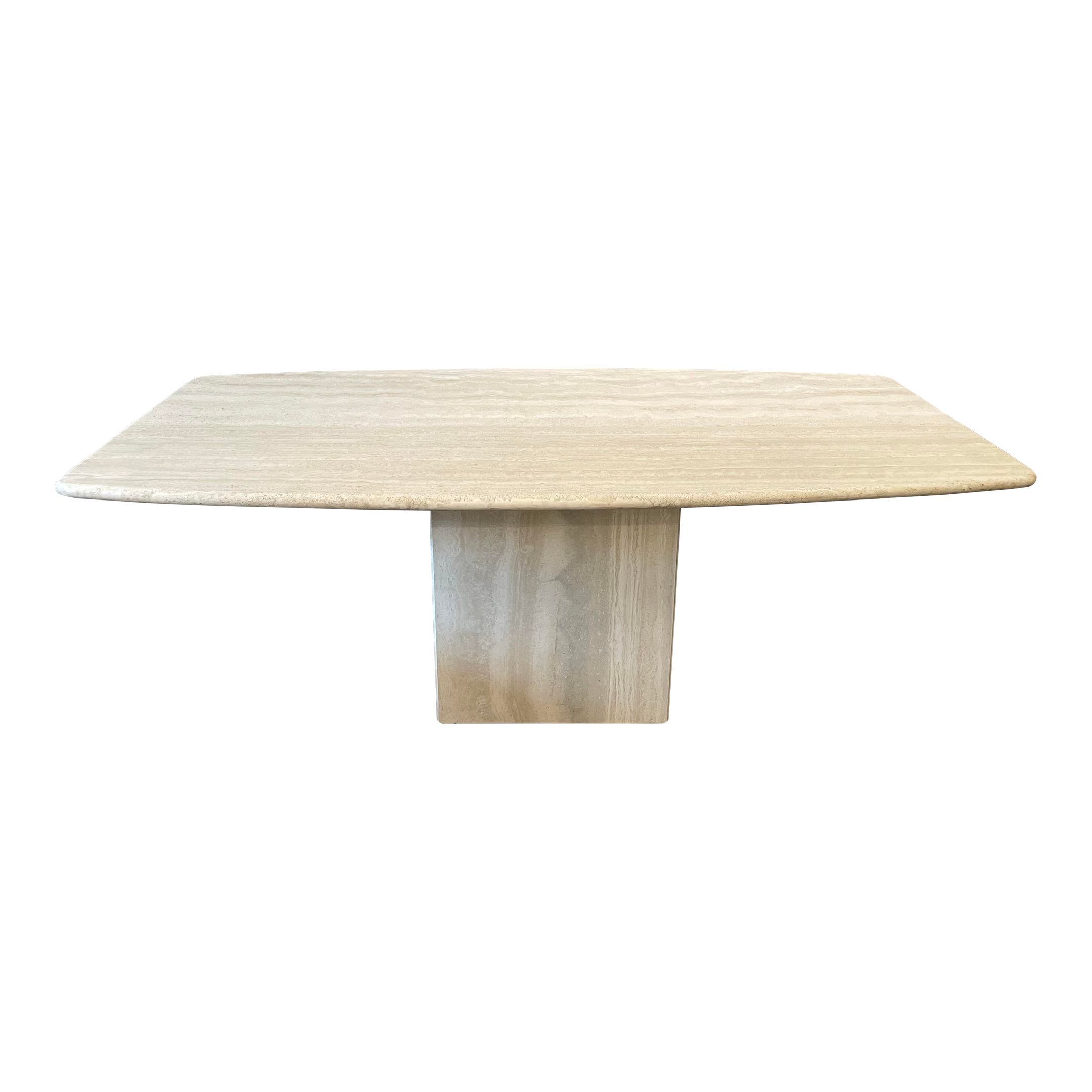 1970s Honed Travertine Vintage Dining Table
