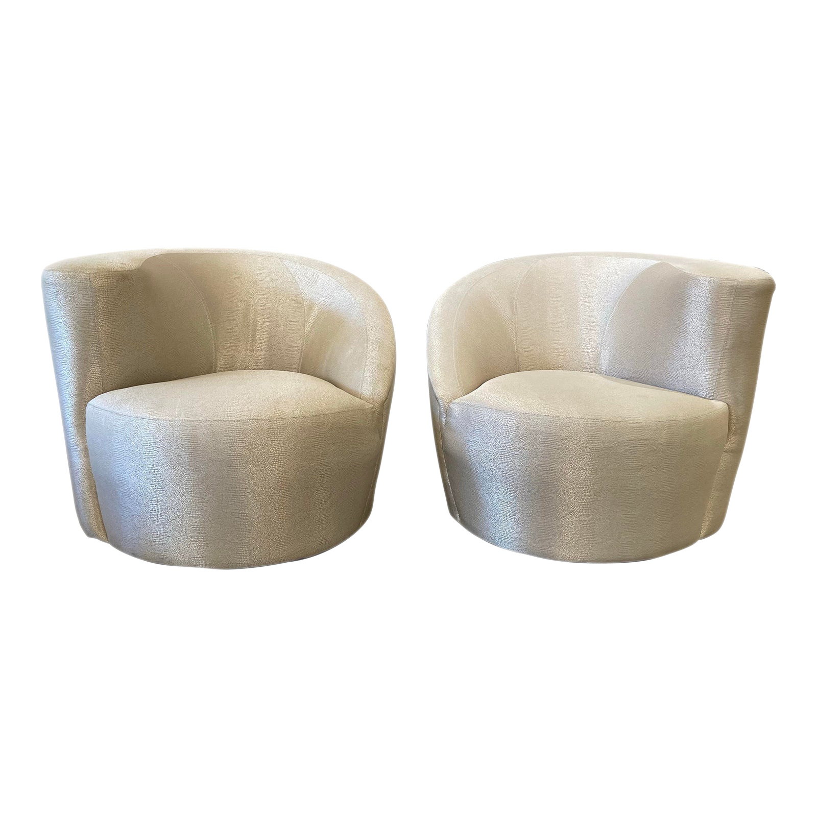 1970s Kagan Directional Nautilus Swivel Chairs Vintage - a Pair
