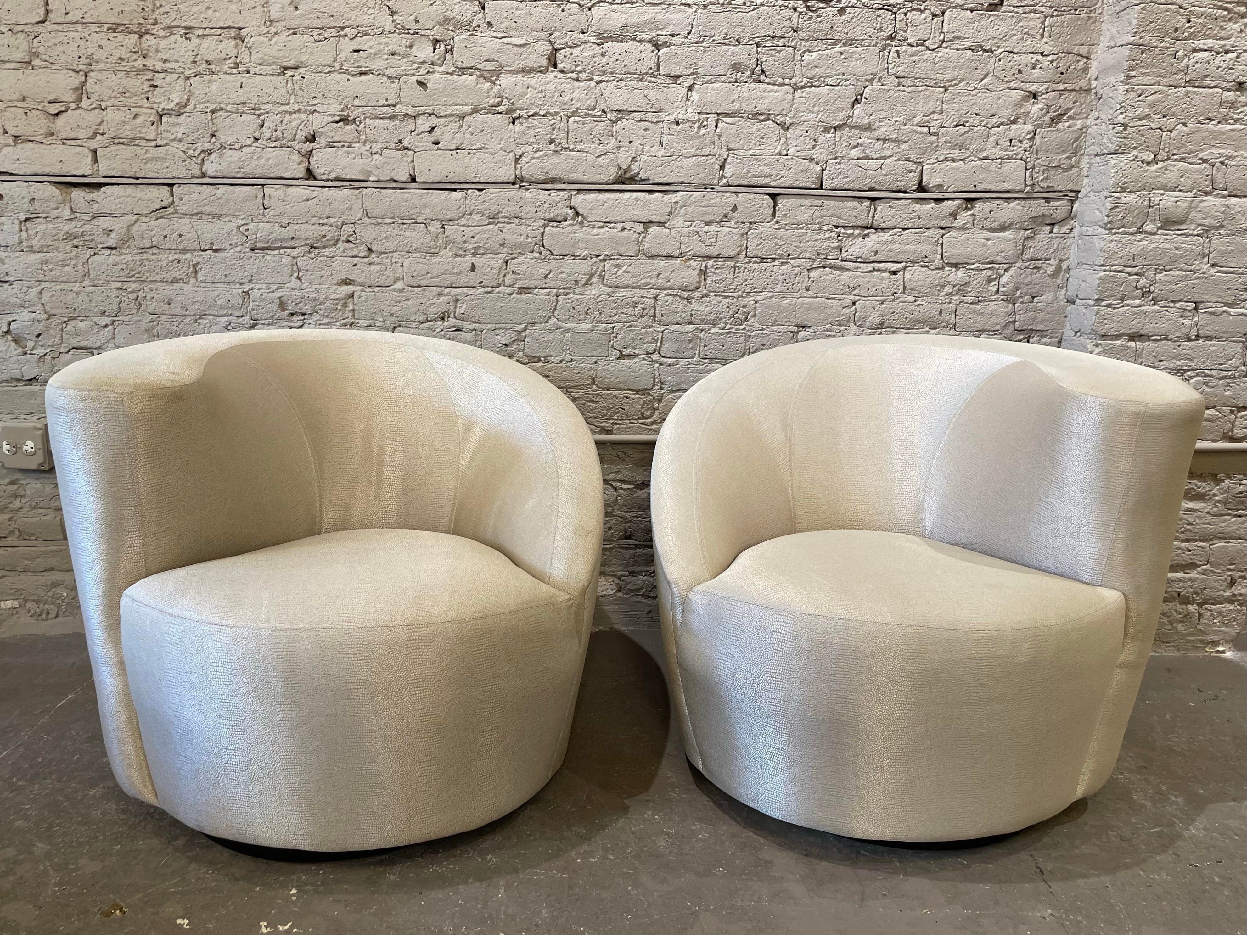 1970s Kagan Directional Nautilus Swivel Chairs Vintage - a Pair