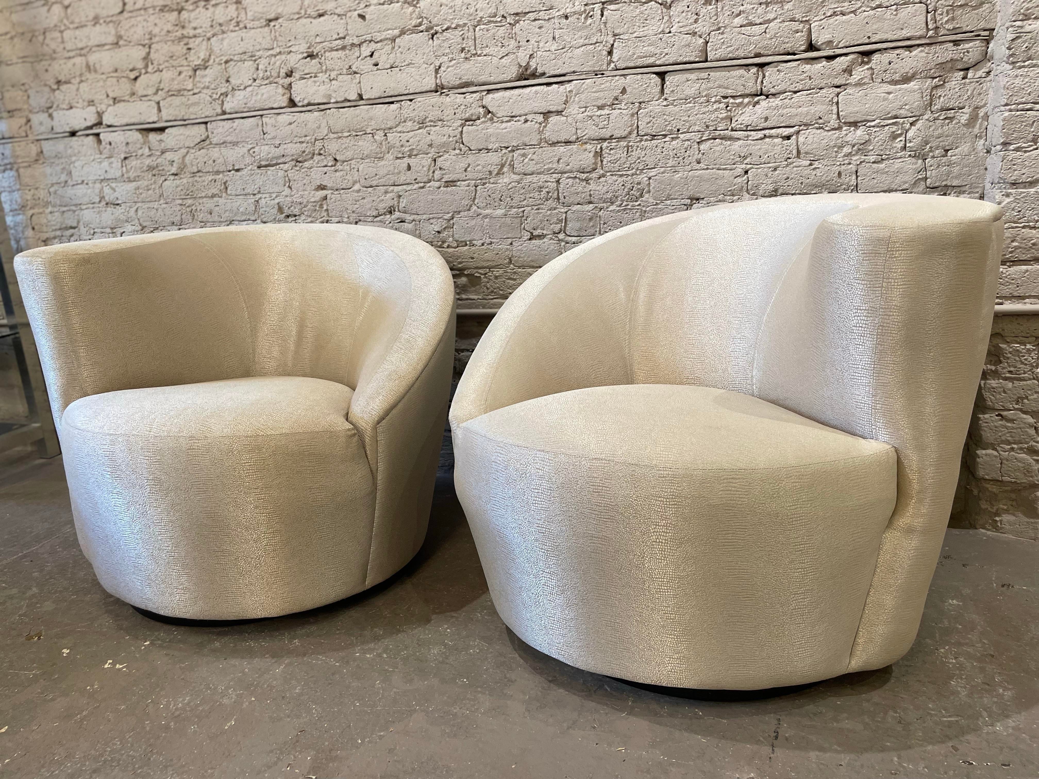 1970s Kagan Directional Nautilus Swivel Chairs Vintage - a Pair