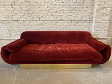 Load image into Gallery viewer, 1970s Sofa With Curved Arm and Brass Plinth Base
