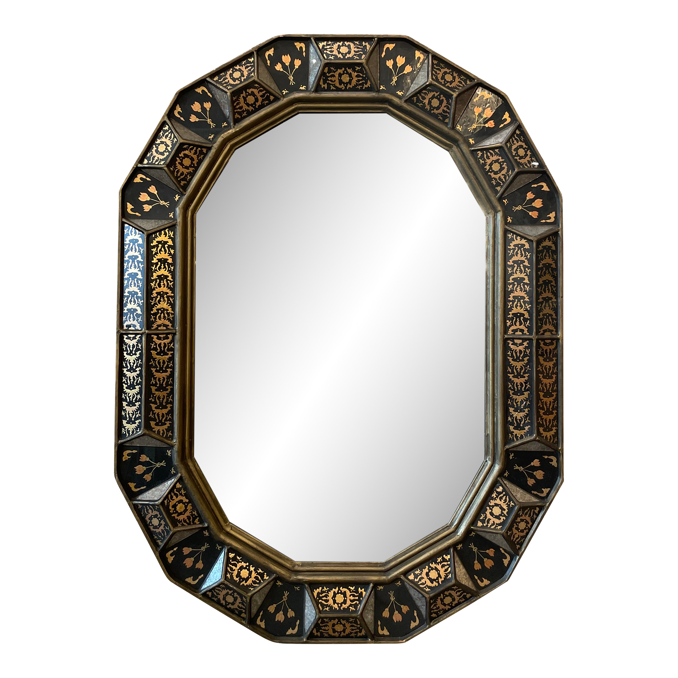 1970s South Cone Collection by Baker Furniture Giltwood and Eglomise Mirror