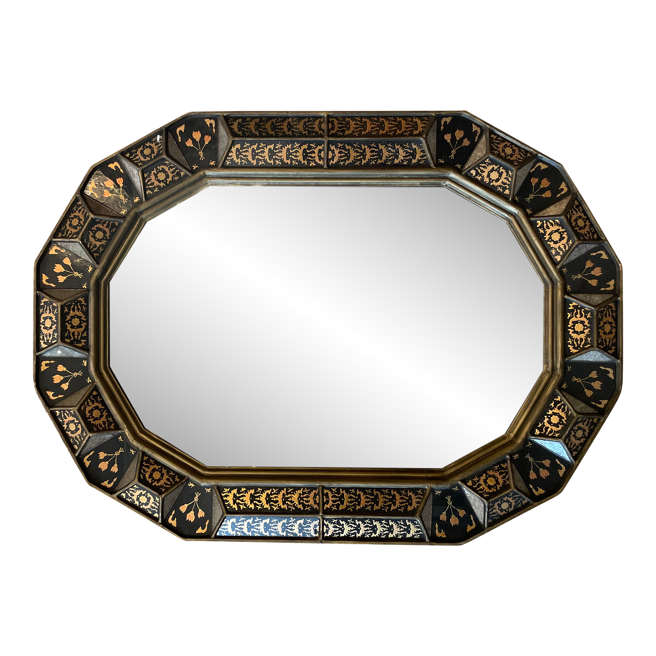 1970s South Cone Collection by Baker Furniture Giltwood and Eglomise Mirror