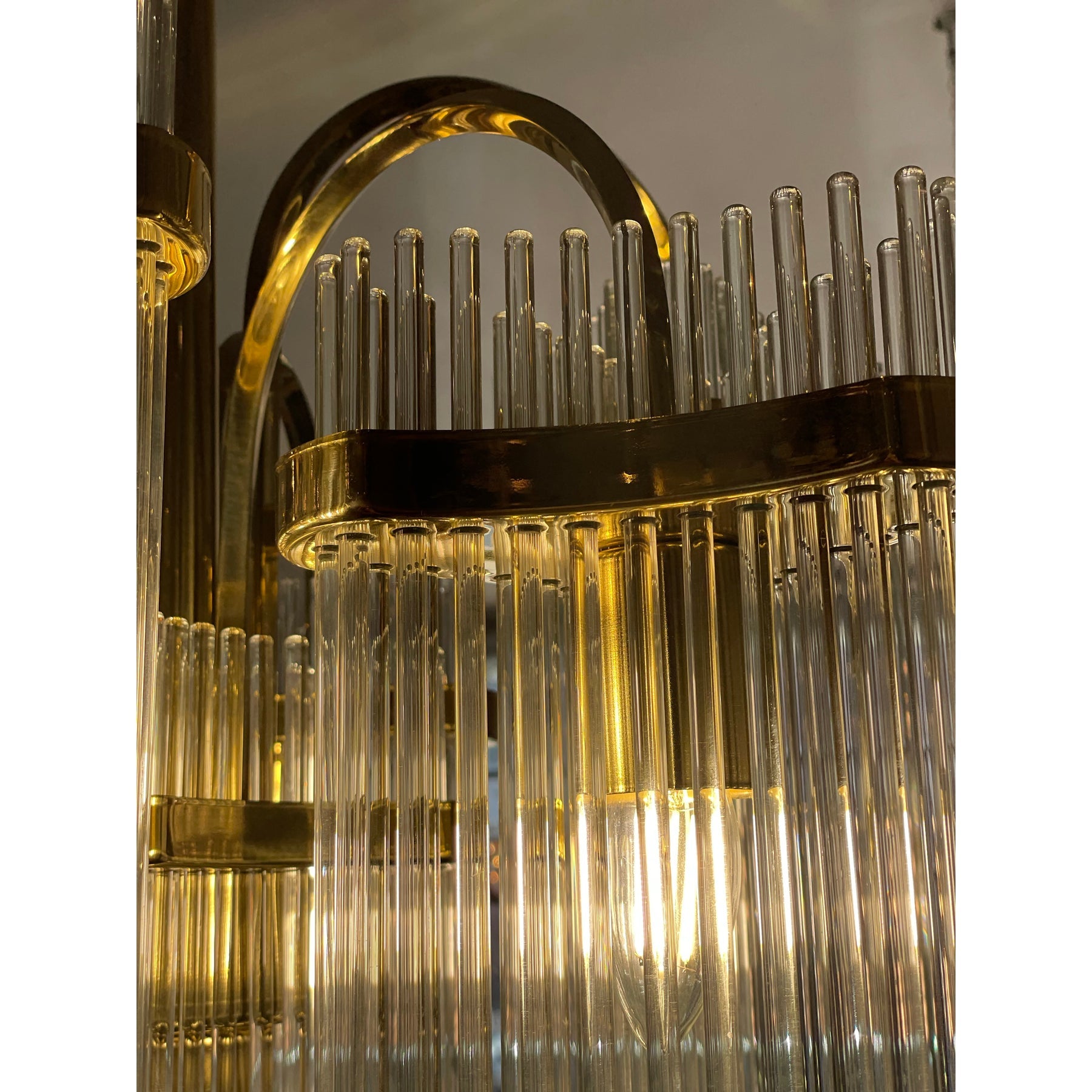 1970s Vintage Arched Italian Gaetano Sciolari Chandelier With Glass Ro