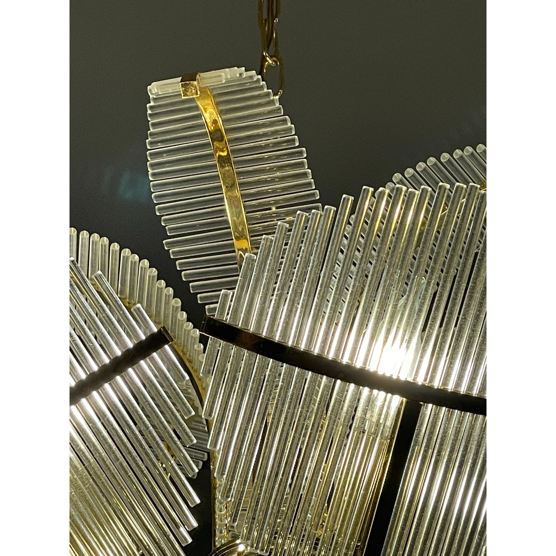 1970's Vintage Art Deco Italian Venini Palm Chandelier Glass Rods