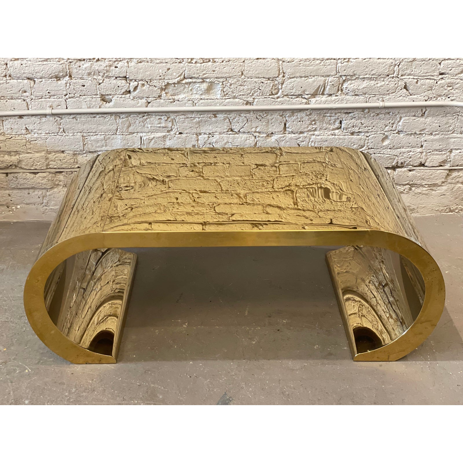 1970s Vintage Brass Waterfall Coffee Table