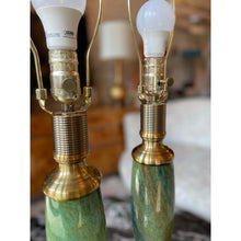 Load image into Gallery viewer, 1970s Vintage Green Geometric Lamps - a Pair
