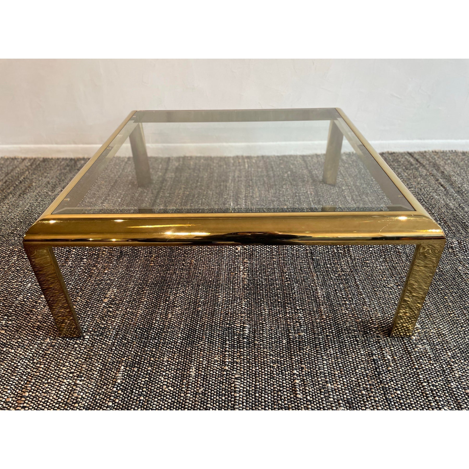 1970s Vintage in the Manner of Dia Brass and Glass Coffee Table
