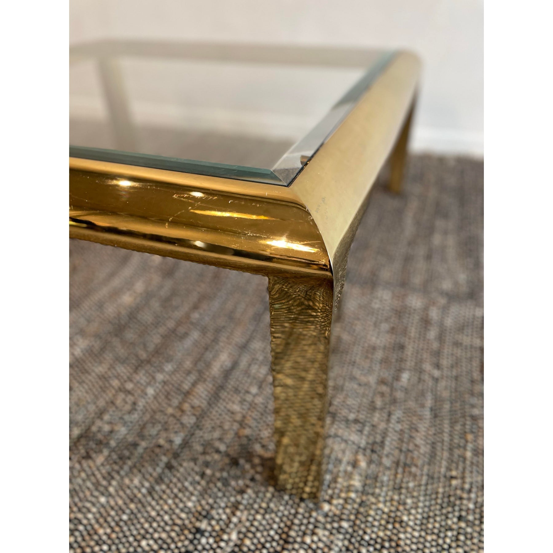1970s Vintage in the Manner of Dia Brass and Glass Coffee Table
