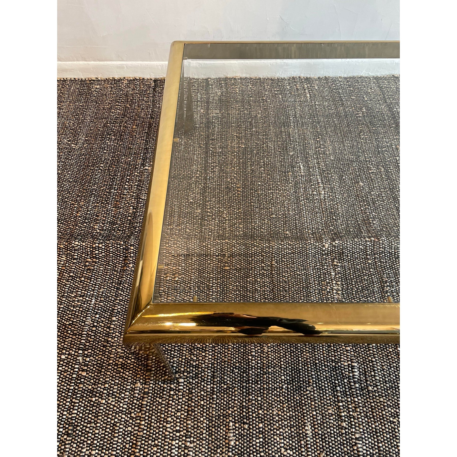 1970s Vintage in the Manner of Dia Brass and Glass Coffee Table