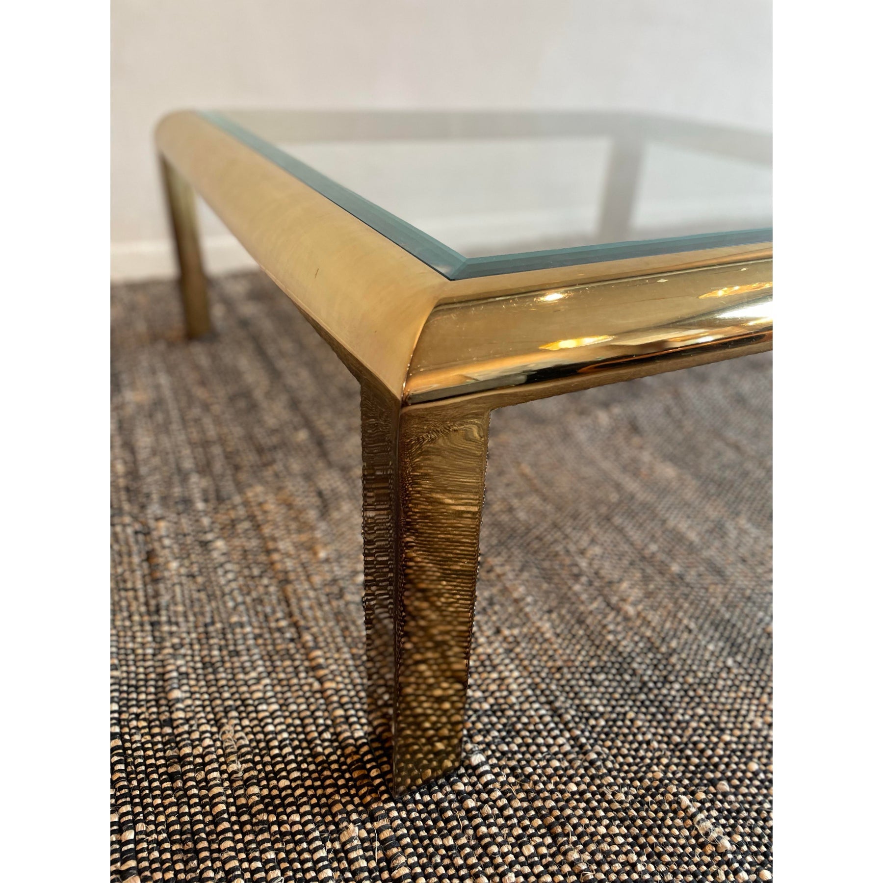1970s Vintage in the Manner of Dia Brass and Glass Coffee Table