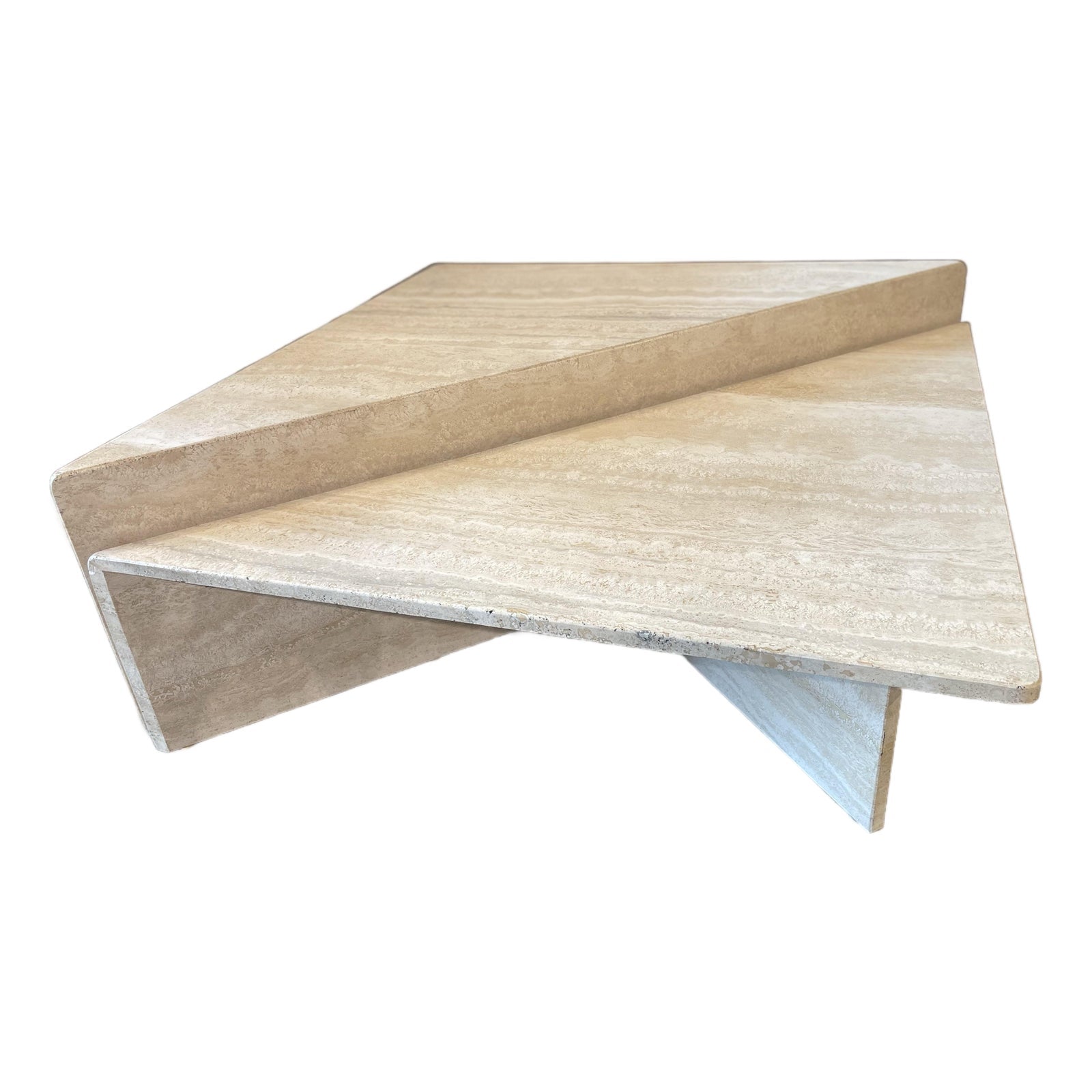 1970s Vintage Italian Up and Up Travertine Coffee Table