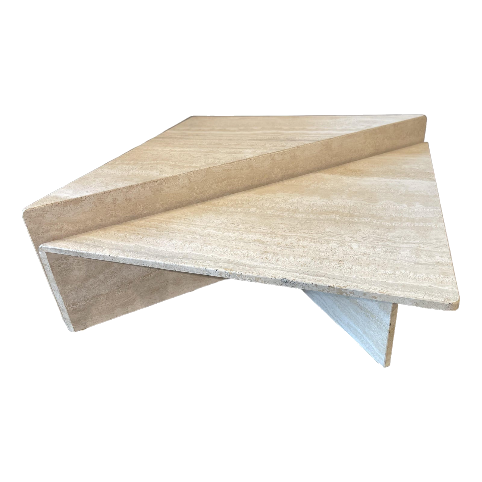 1970s Vintage Italian Up and Up Travertine Coffee Table