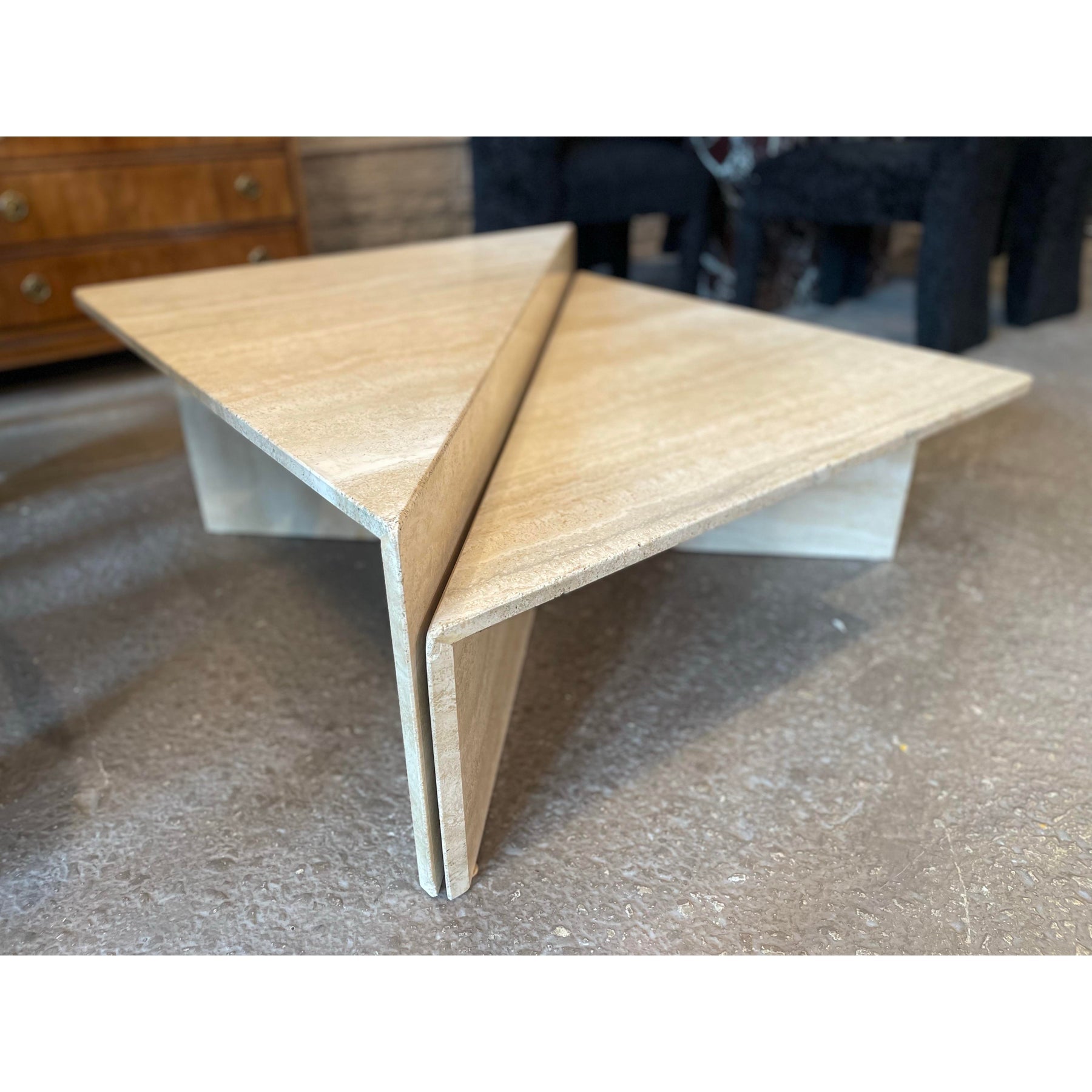 1970s Vintage Italian Up and Up Travertine Coffee Table