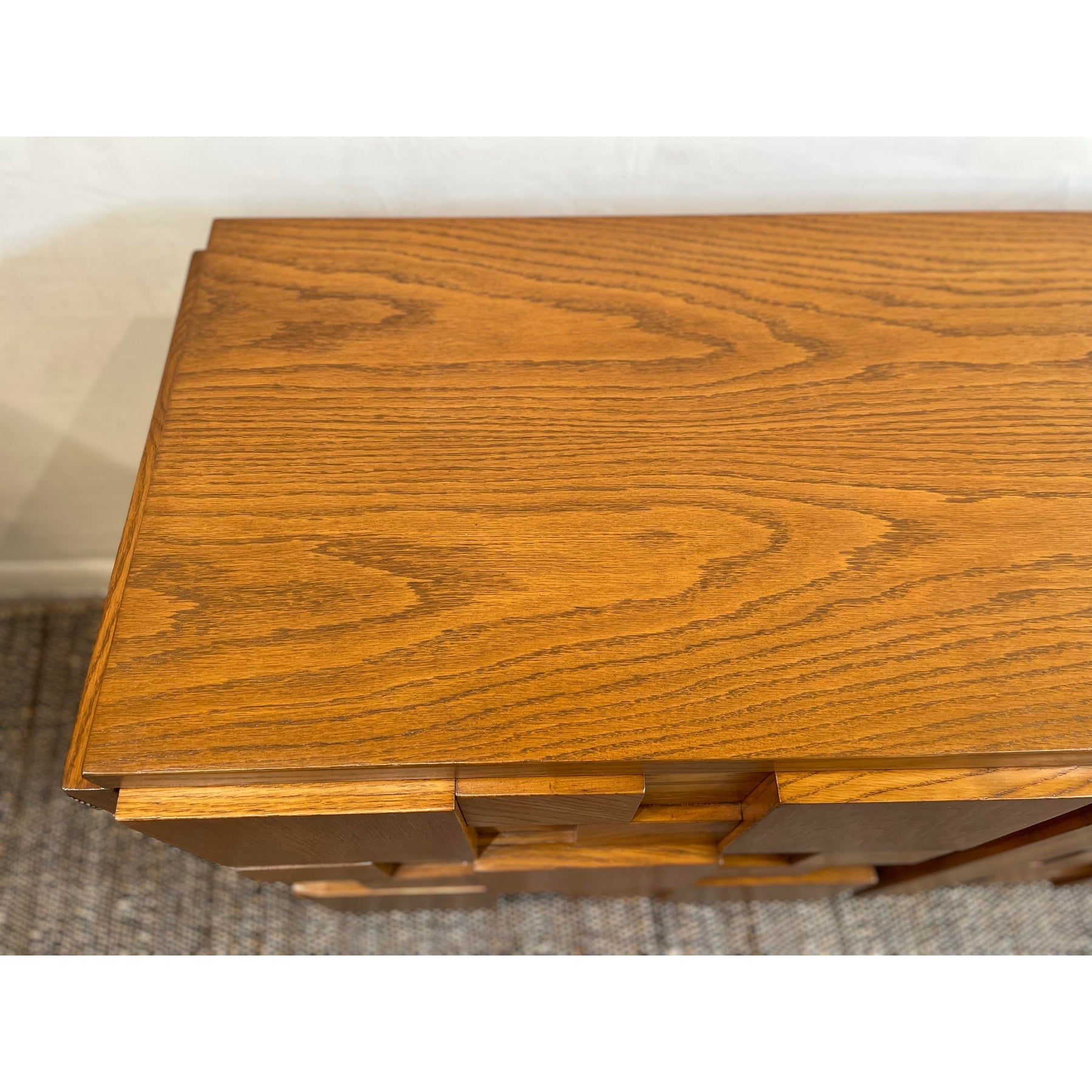 1970s Vintage Lane Brutalist Wood Dresser Credenza